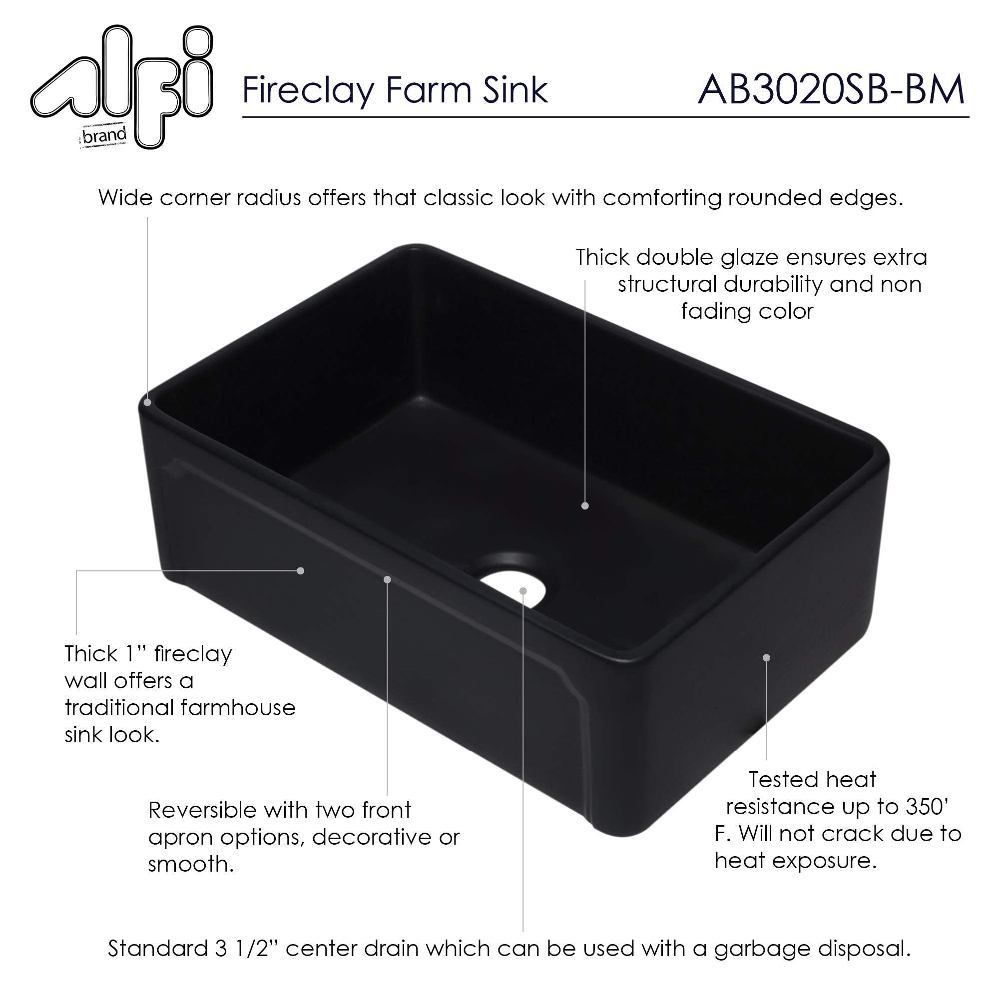 Alfi Brand Ab5007-Bss Ab3020Sb-Bm Kitchen Sink, Black Matte