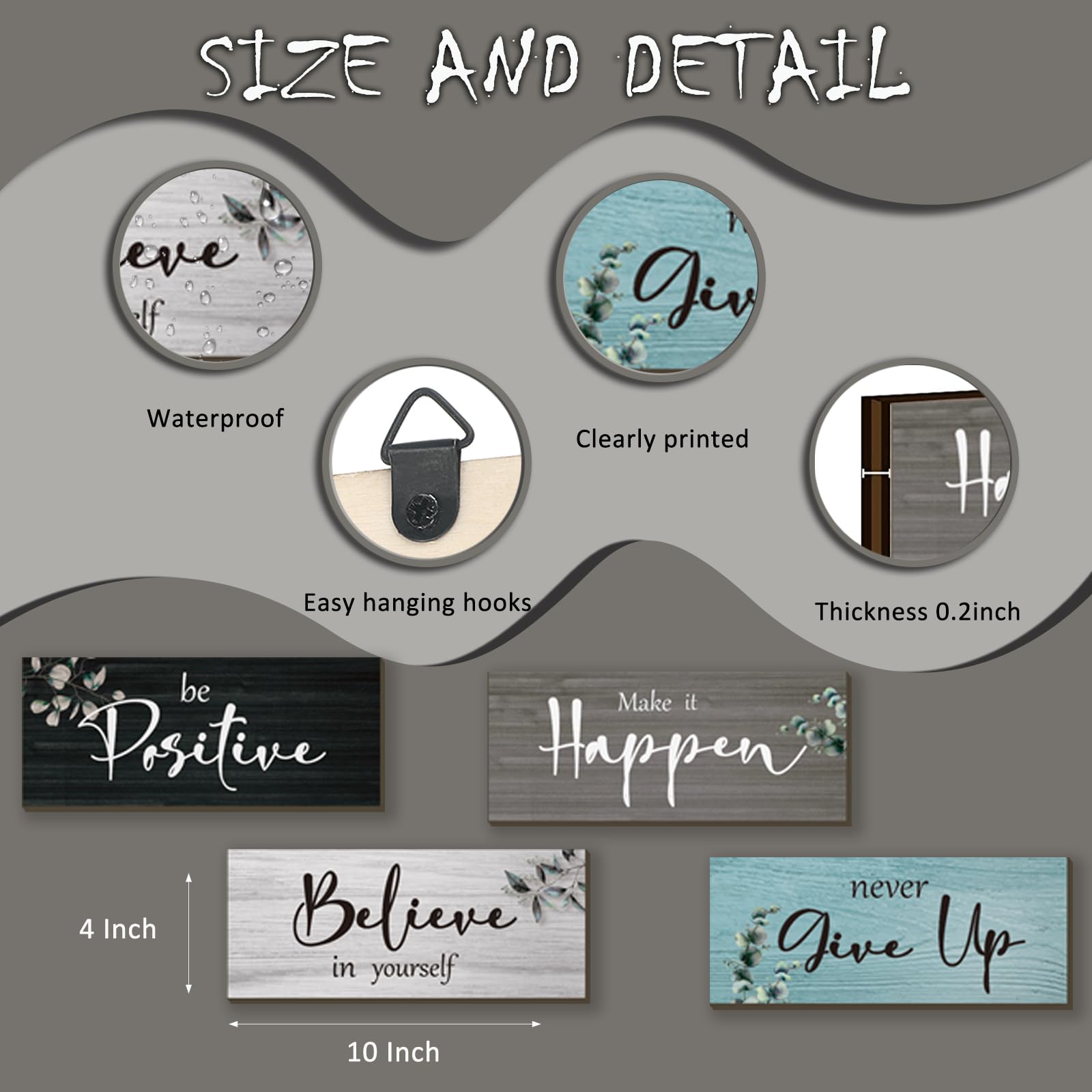 FENCORDAR 4 Pcs Office Decor For Women Motivational Wall Decor Rustic Inspirational With Positive Sayings Wooden Hangings for Ho