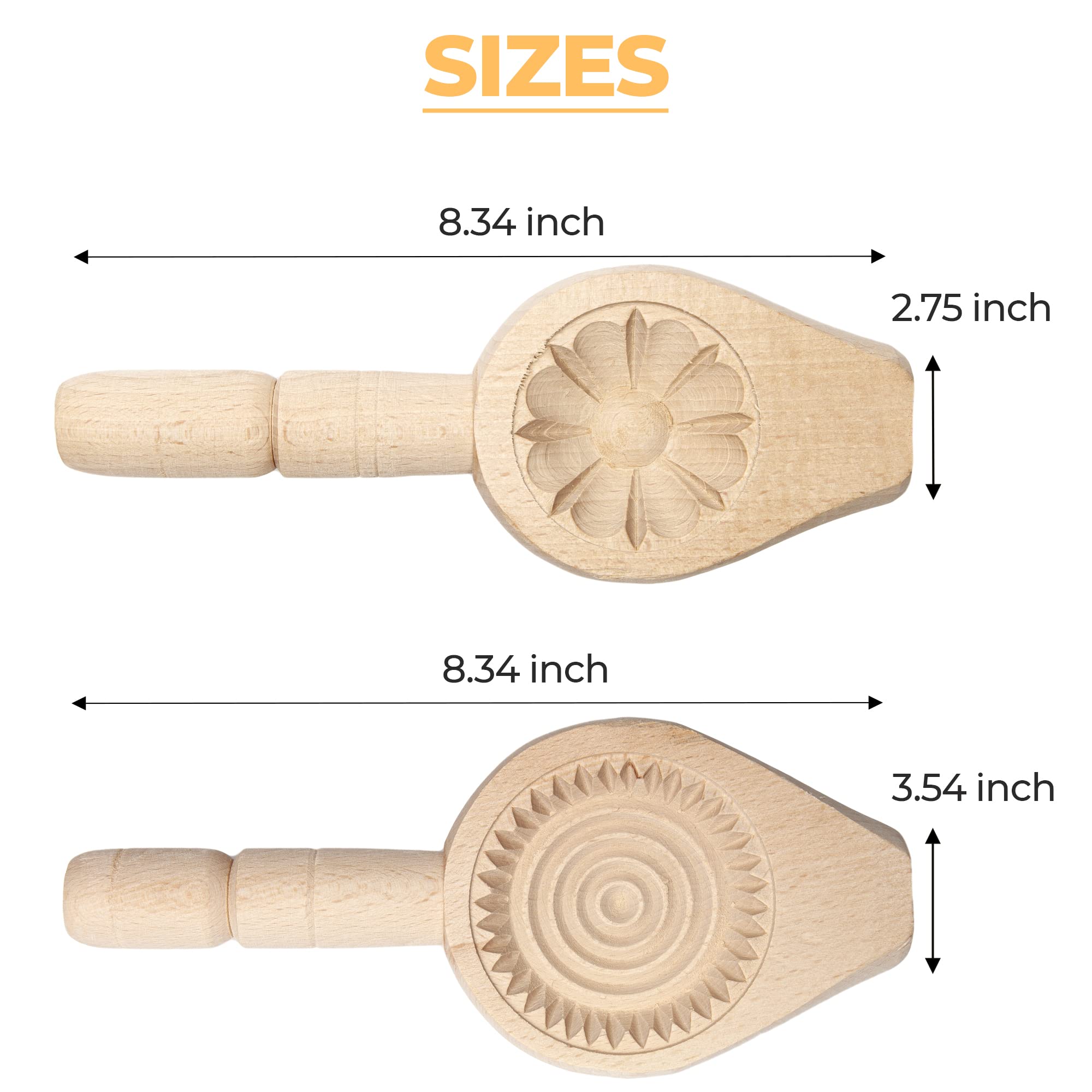 Onart Home - 4 Pack - Wooden Cookie Mold For Baking Carved Mould Press Mooncake Mold Baking Moon Pastry Maamoul Mold Cake Mold F