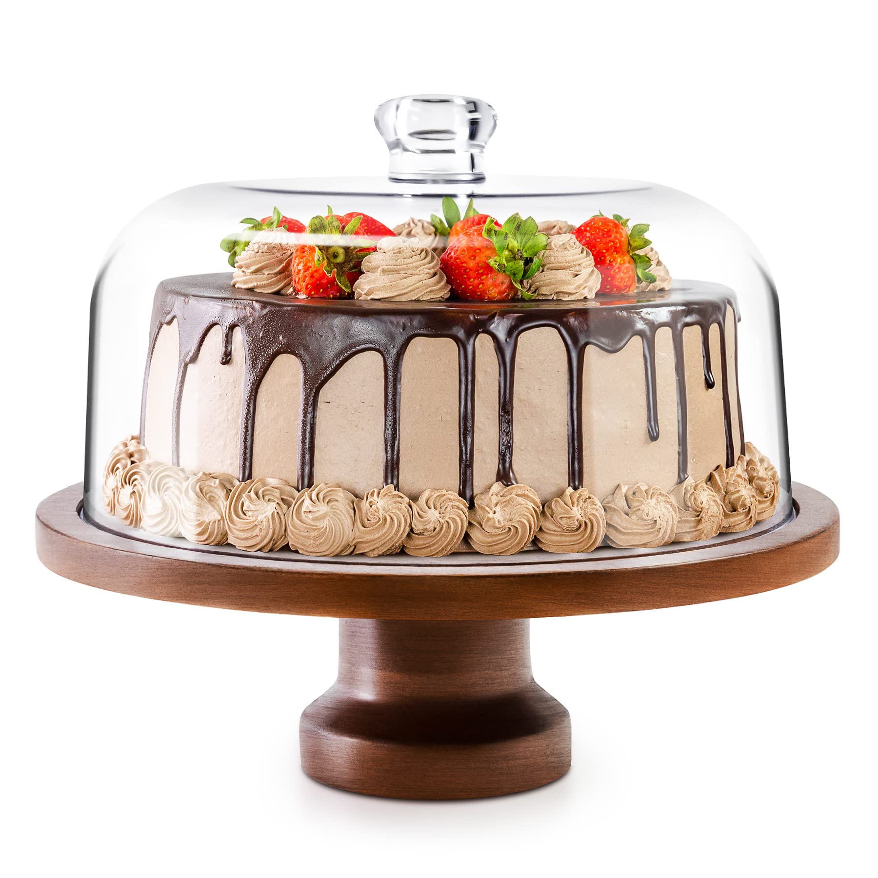 Jkwokback Cake Stand with Dome and Acrylic Lid, Cake Plate and Plastic Cake Cover with Detachable Base,Cake Display Server Tray 