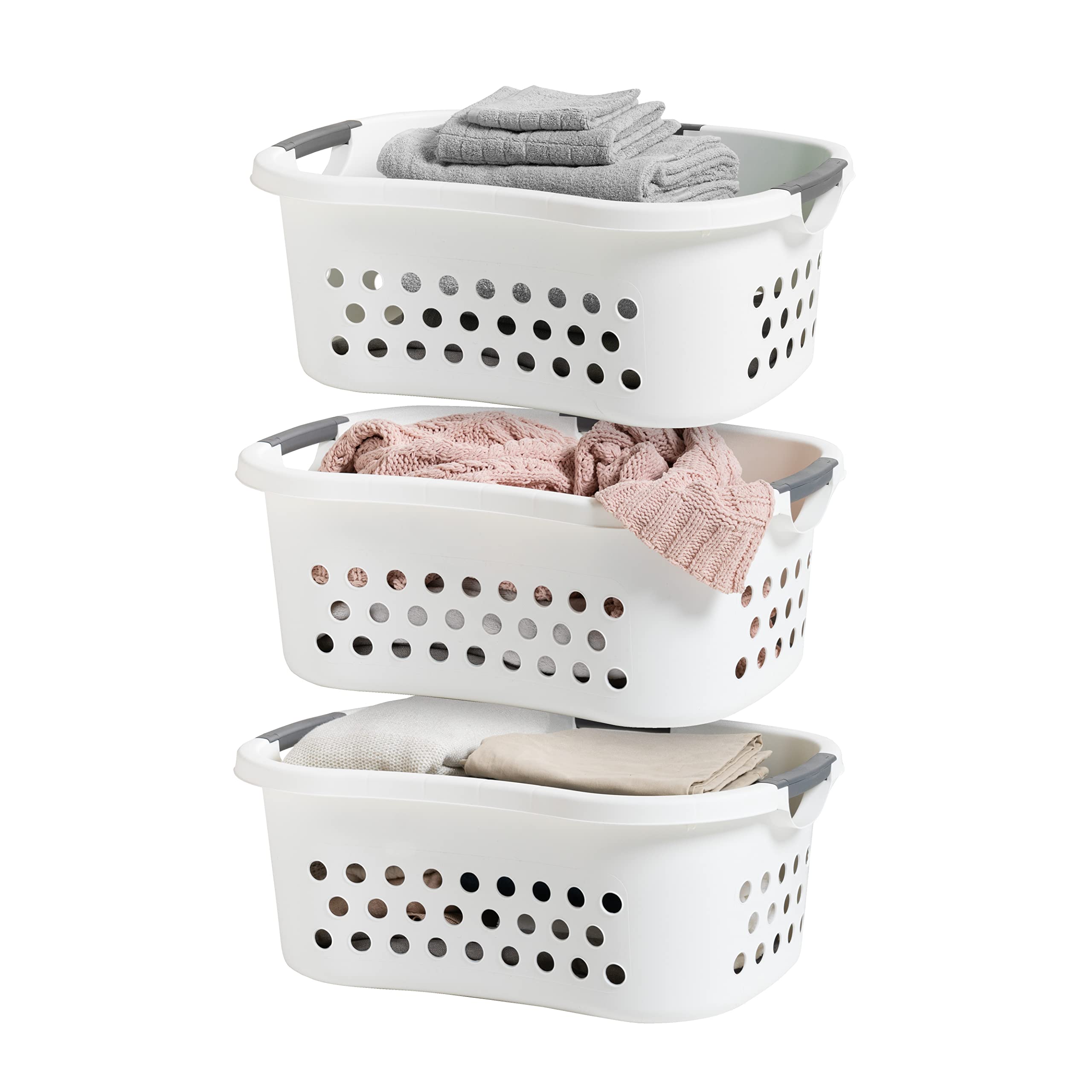 Iris Usa 3 Pack Comfort Carry Laundry Basket, White