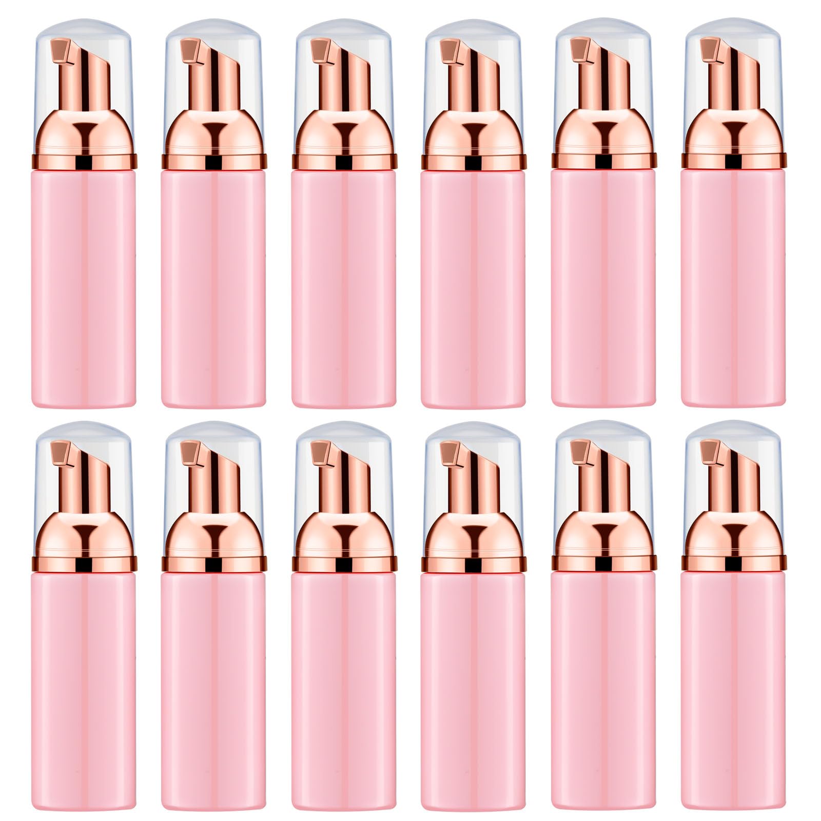 2 Oz Pink Foam Soap Bottle With Rose Gold Pump Empty Travel Foaming Dispenser For Hand Soap,Lash Shampoo,Body Wash(12 Pcs)