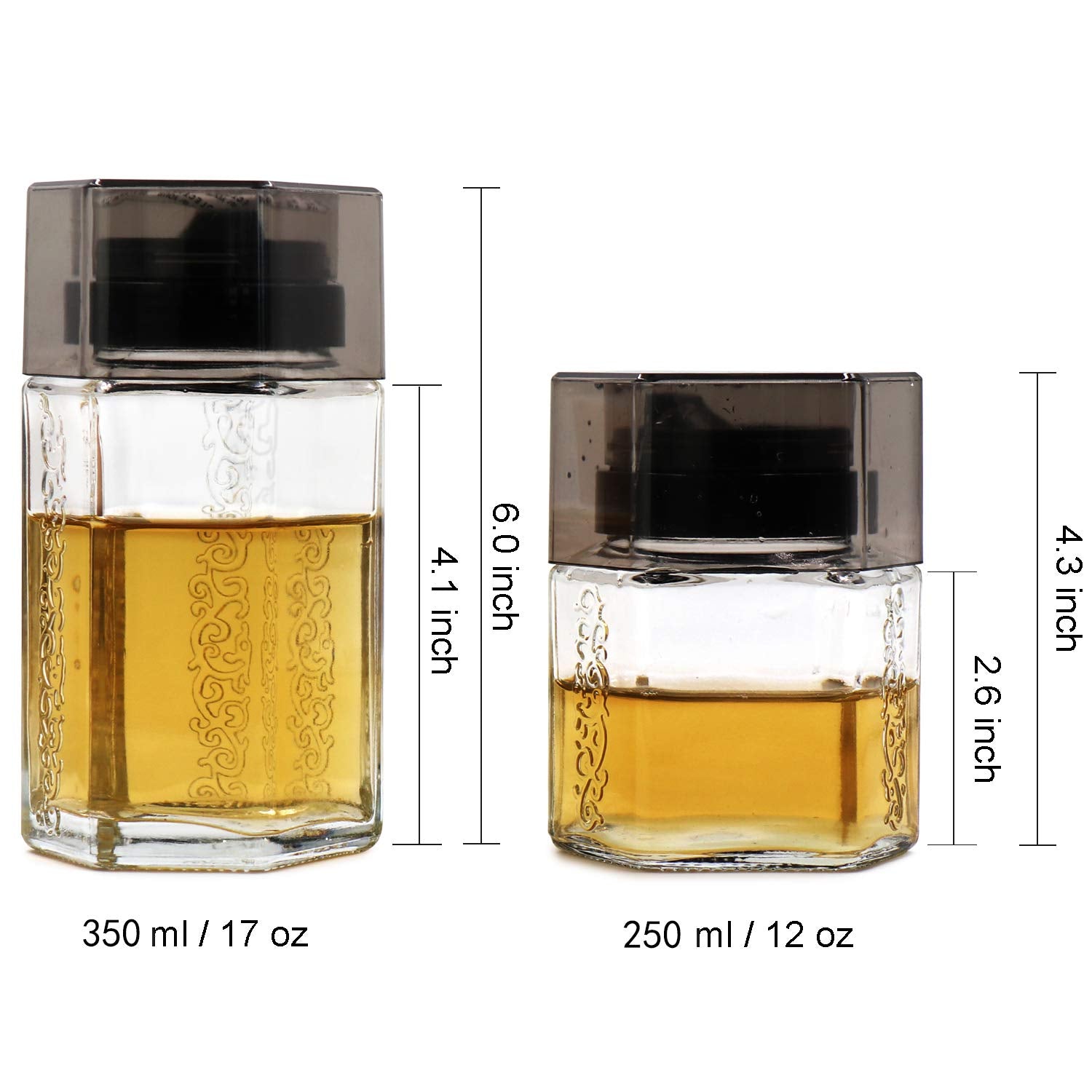 Tossow Glass Honey Dispenser Oil Bottle Leakproof Condiment Container Oil Vinegar Cruet With Pourers And Funnel Olive Oil Carafe