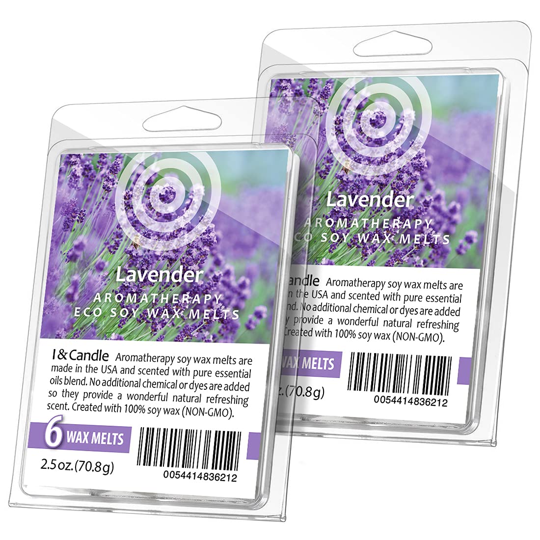 I & CANDLE, Aromatherapy Wax Melts. 100% Soy Wax (Non-GMO) - Lavender (2 Pack)