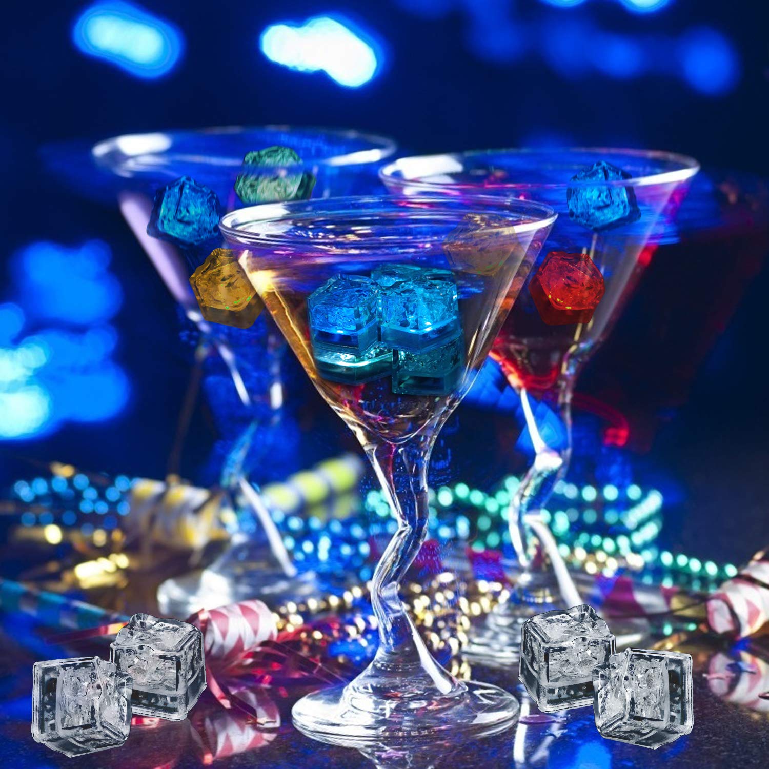 Nonley Light Up Ice Cubes,120 Pack Color Changing Led Ice Cubes For Drinks Glow In The Dark Ice Cubes, Reusable Glowing Flashing