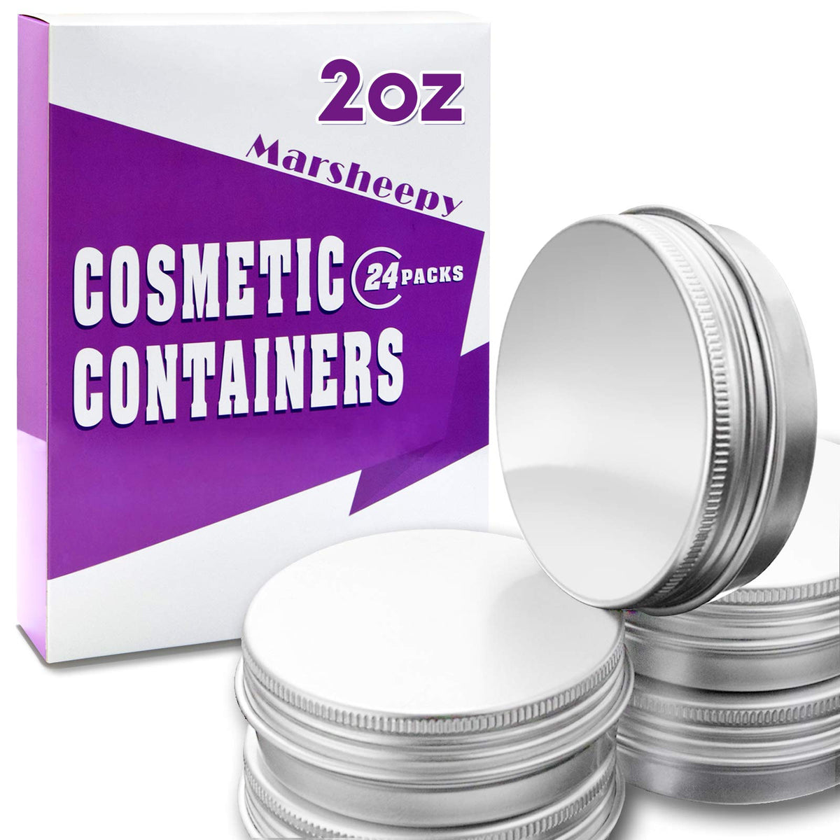 2 Oz/60Ml 24 Pack Aluminum Balm Tins For Pill Storage, Jar Containers With Screw Thread Lid For Lip Balm, Cosmetic, Candles, Alu