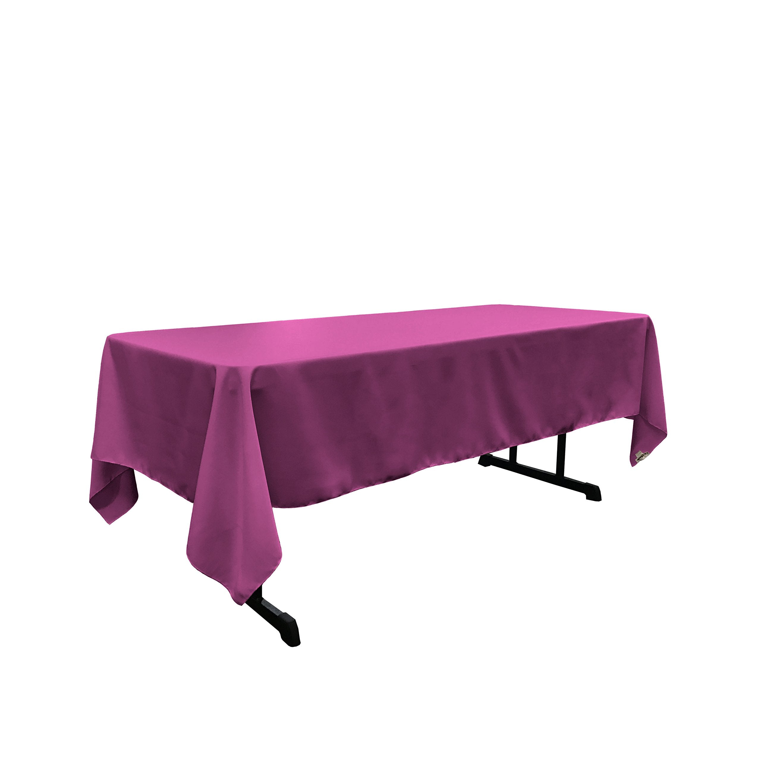 LA Linen Polyester Poplin 60 by 108-Inch Rectangular Tablecloth  Magenta