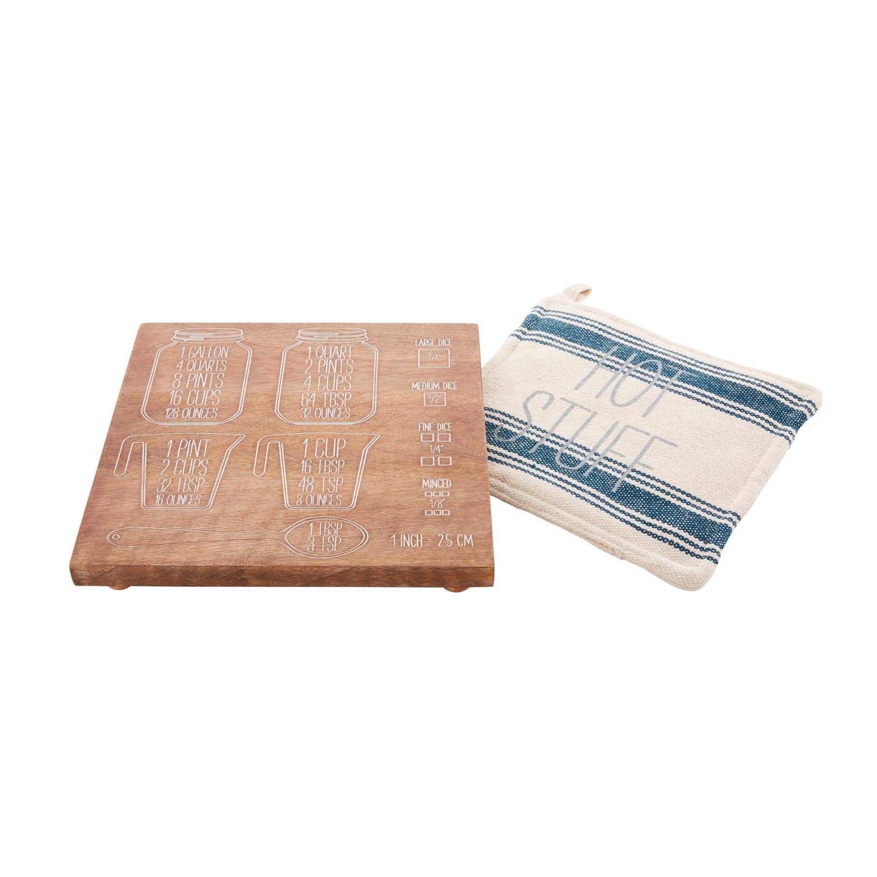 Mud Pie Conversion Trivet Pot Holder, 8 1/2'' 8 1/2'', White, Blue