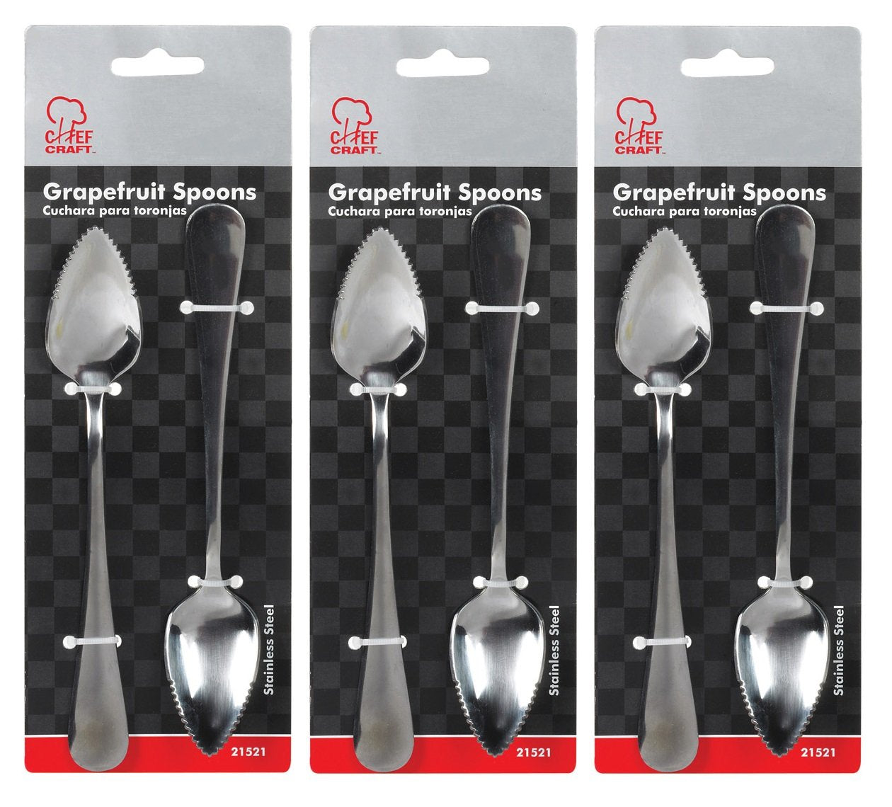 Chef Craft Stainless Steel Grapefruit Spoons - 3 Packs Of 2