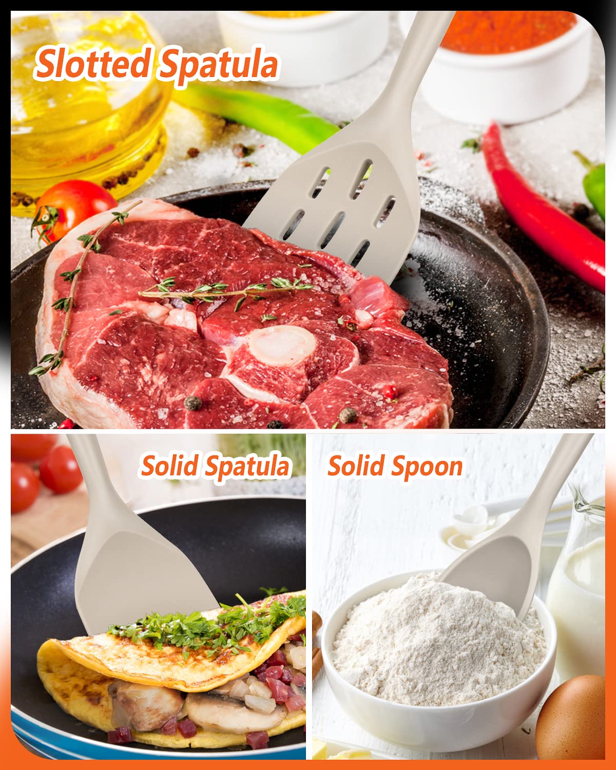 Pack Of 3 Silicone Spatula, Non Stick Cooking Utensil Set Wooden Handle Kitchen Turner For Baking Mixing Grilling Serving Food H