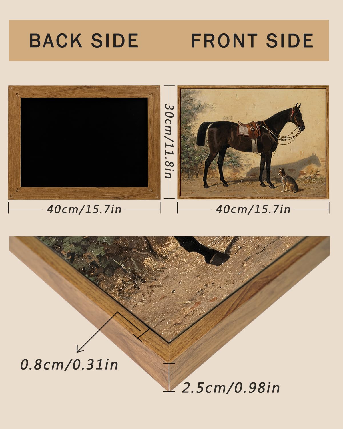 Arpeotcy Framed Canvas Horse Wall Art, Horse Art Print For Home Decor, Rustic Farmhouse Country Wall Decor For Living Room, Offi