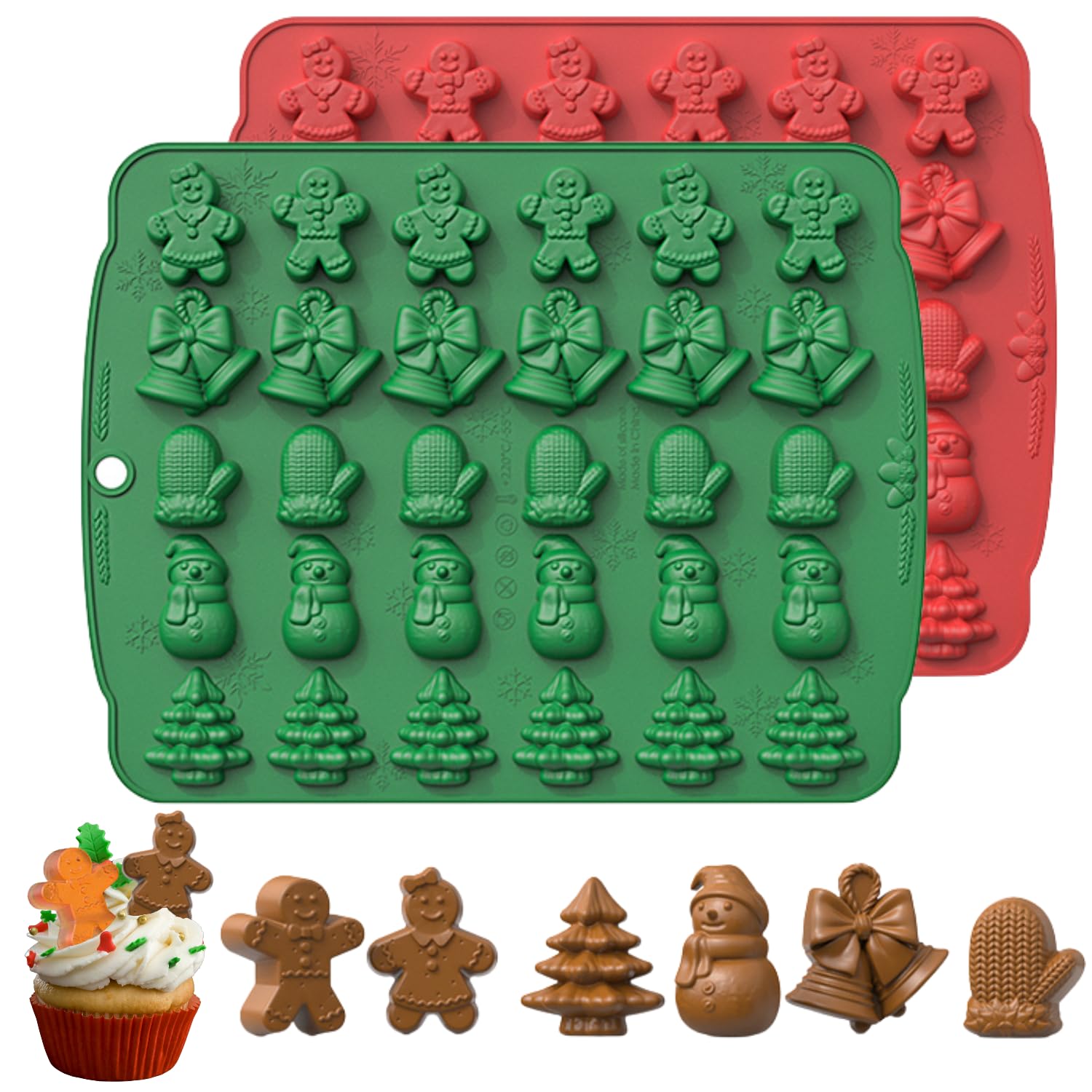 Christmas Silicone Chocolate Mold, 1 Pack 30-Cavity Xmas Silicone Mold Gingerbread Man Candy Mold Cake Baking Tool For Christmas