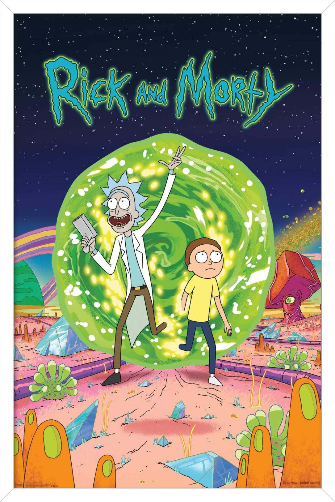 Trends International Rick And Morty - Cover Wall Poster, 14.725'' X 22.375'', White Framed Version