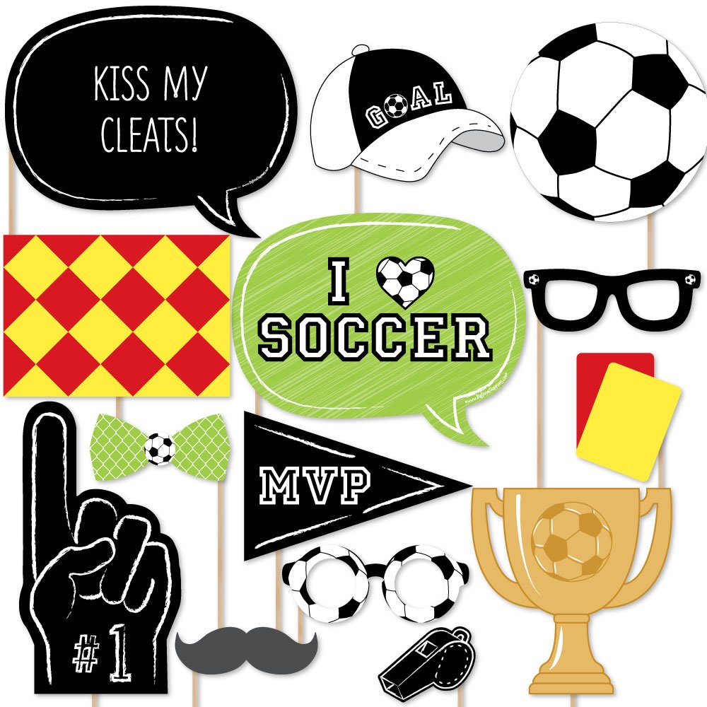 Big Dot Of Happiness Goaaal - Soccer Photo Booth Props Kit - 20 Count