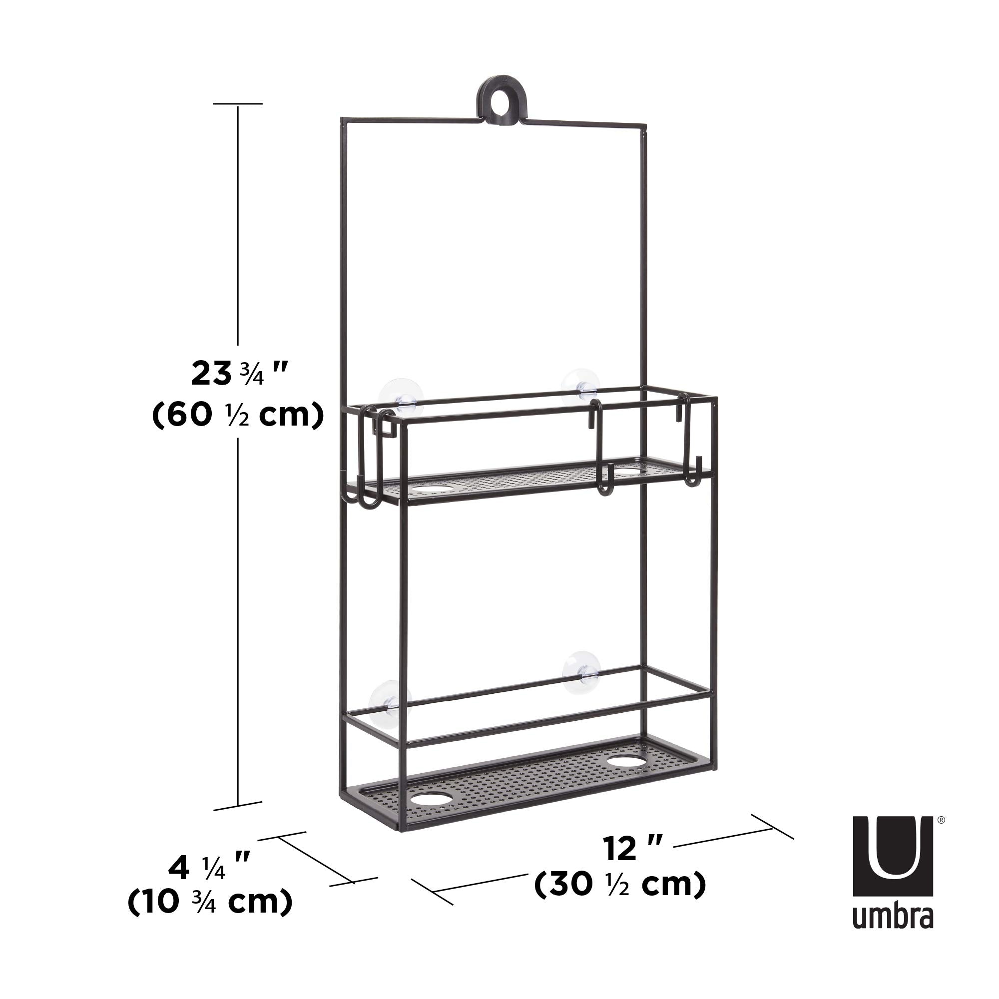 Umbra 023461-040 Cubiko Shower Caddy, Black Metal Shower Caddy Over The Shower Head