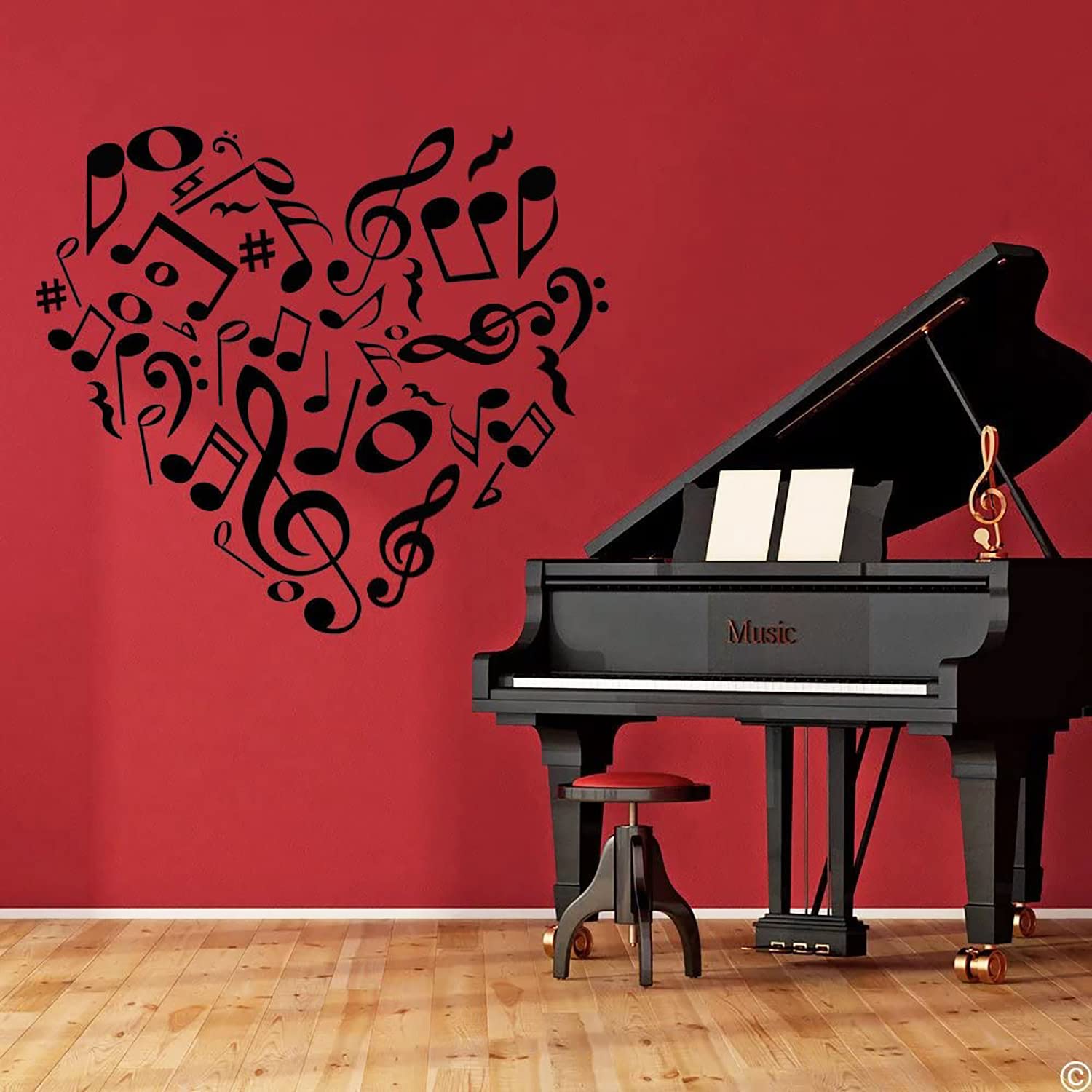 Arttop Musical Note Wall Decals,Creative Music Notes Removable Vinyl Wall Stickers For Classroom Kids Room Music Studio Decorati