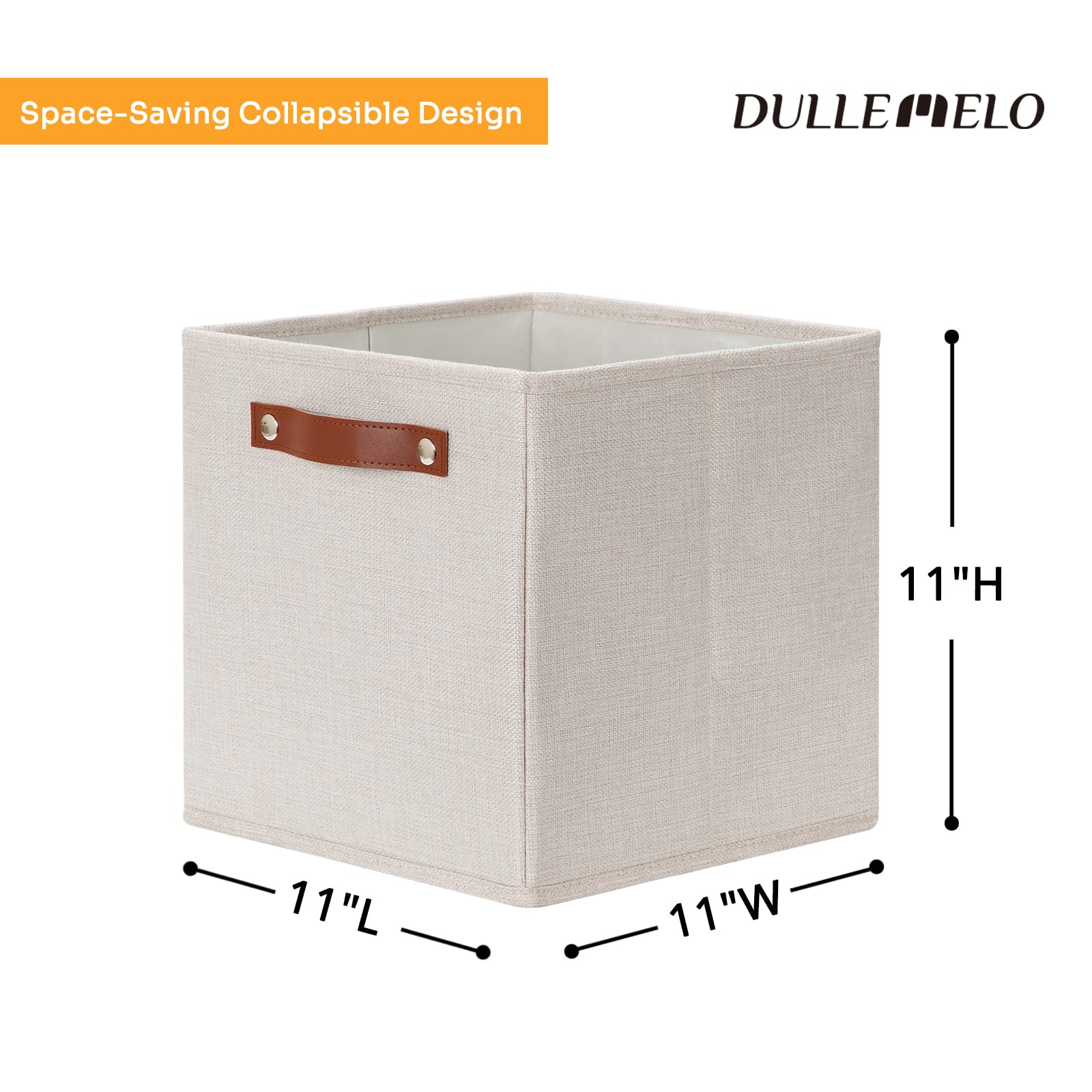 DULLEMELO Storage Boxes for Shelves Closet Storage Sturdy Home Organization Bins for Gifts Empty Foldable Fabric Storage Cubes Baskets for Nursery Toys Towels Clothes Storage(Beige)