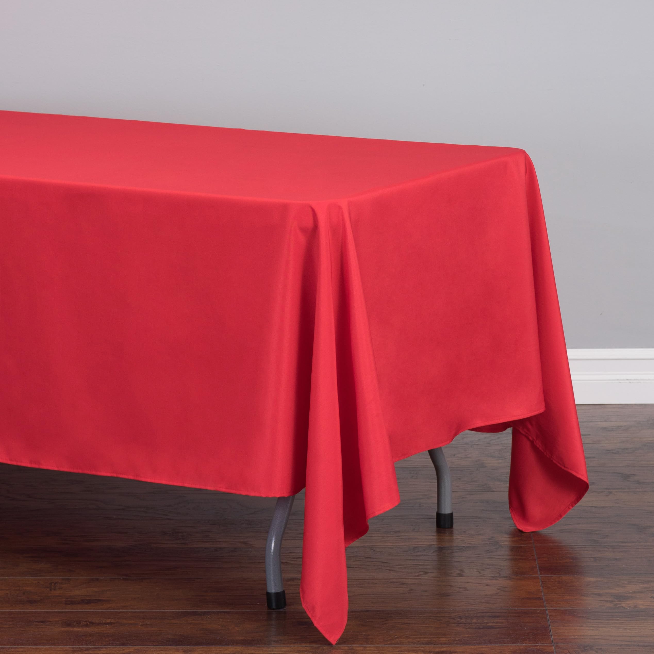Ltc Linens 2 Pack Red Tablecloths Rectangular 70 X 120 Inch For 6 Or 8 Ft Rectangle Banquet Tables With Half-Drop - Stain And Wr