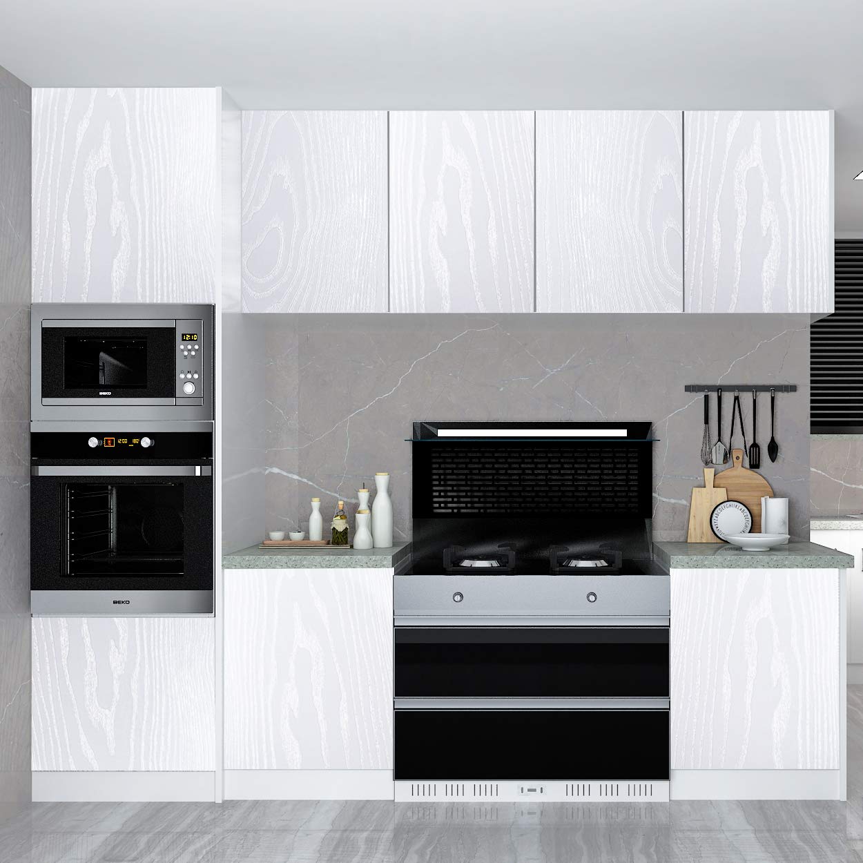 Livelynine 15.8 X197 Inch White Wood Contact Paper For Cabinets Countertop Peel And Stick Wood Wallpaper Self Adhesive Shelf Lin