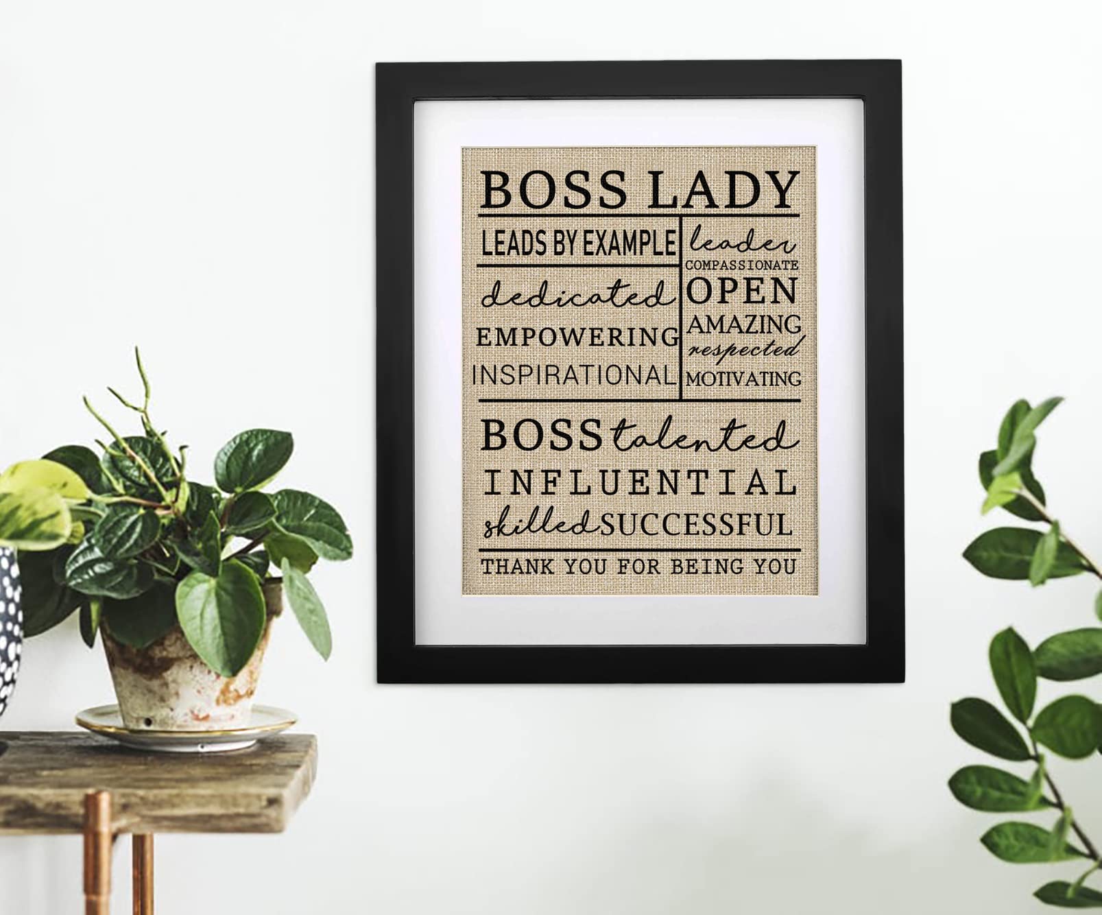 Faceinse Framed Burlap Print Gifts For Boss Lady Retirement Gifts For Mentor Supervisor Leader Thank You Boss Gift Boss Day Gift