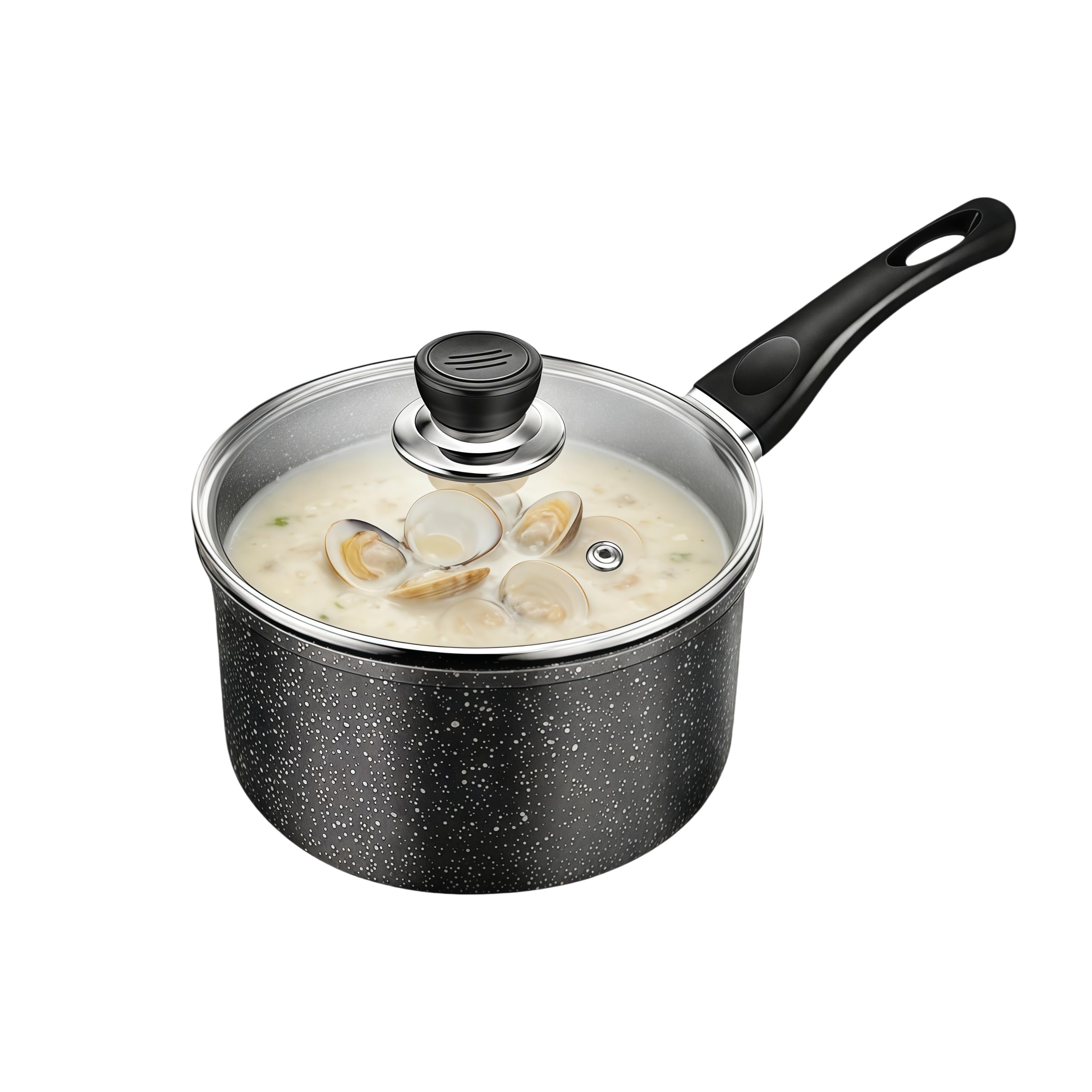 Nonstick Saucepan with Lid, 1.5 Quarts Small Cooking Pot, Milk Soup Sauce Pan