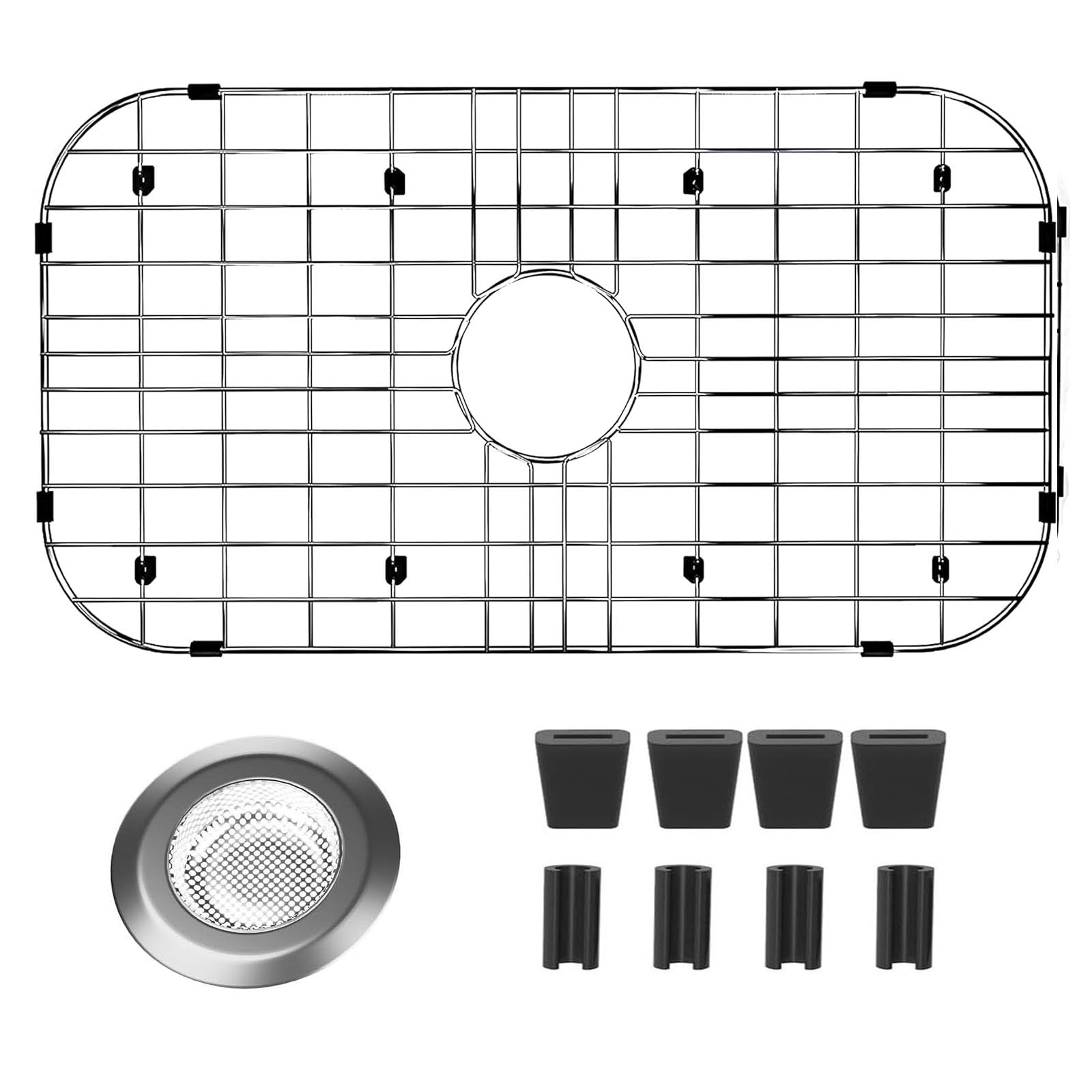 26x14    Sink Protectors for Kitchen Sink, Metal Sink Rack for Bottom of Sink Center Drain Hole, Stainless Steel Sink Protector 