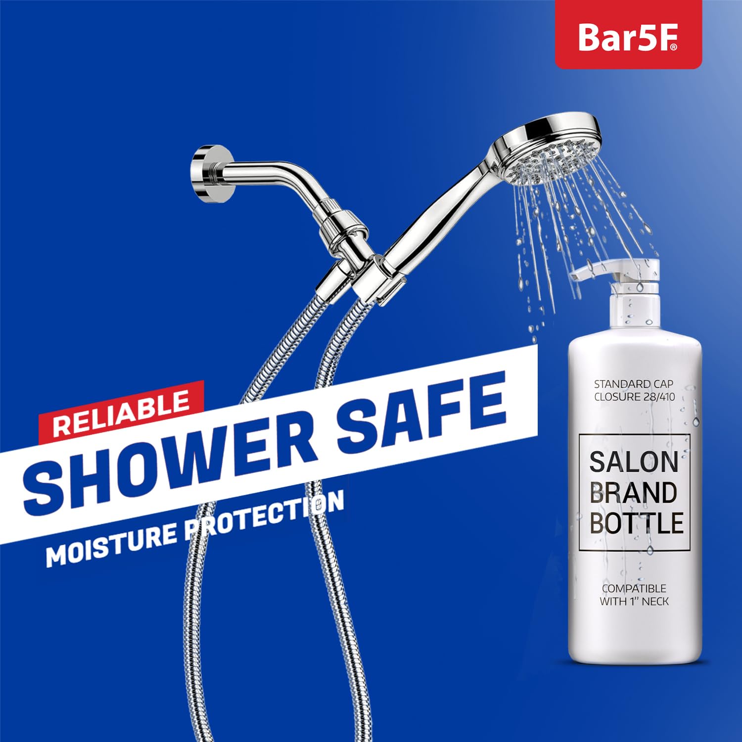 Bar5F Universal Pumps For Shampoo, Conditioner, Lotion, Body Wash, Fits 1'' Inch Bottle Necks, 1 Liter 33.8-Ounce Bottles (White