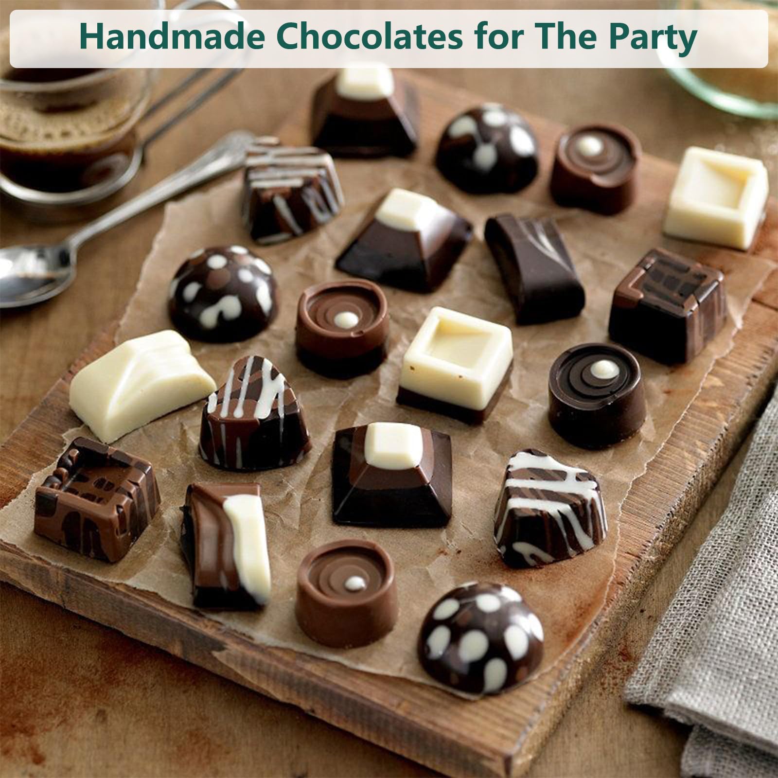 ZTHapwa Silicone Chocolate Molds - 30 Cavities, 6 Shapes, 9.17"x10.67" for Candy, Gummy, Cake Décor, Perfect for Weddings &