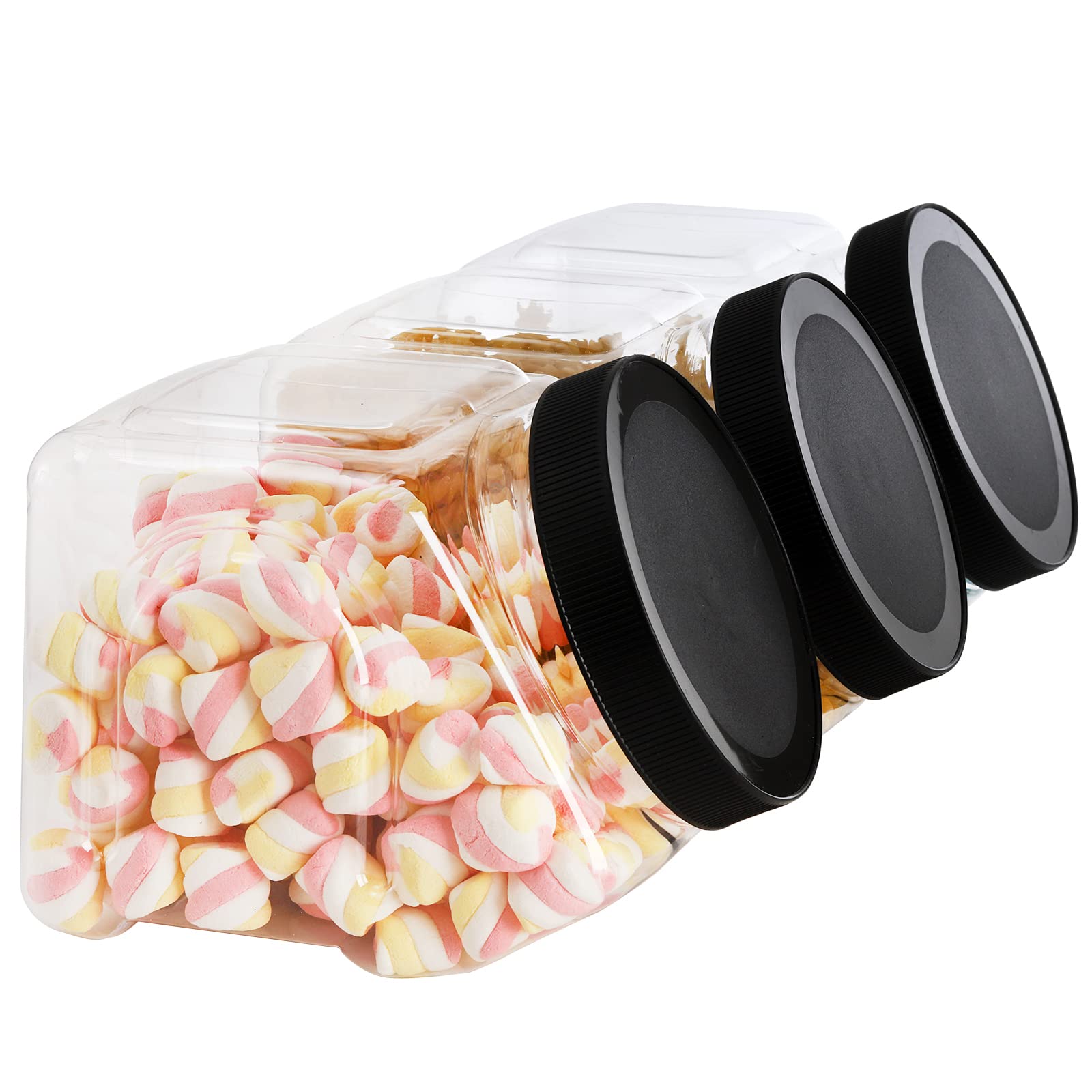 Frcctre 3 Pack Plastic Candy Jar With Lids, 98 Oz Clear Cookie Jar For Kitchen Counter, Wide Mouth Candy Buffet Containers Bulk-