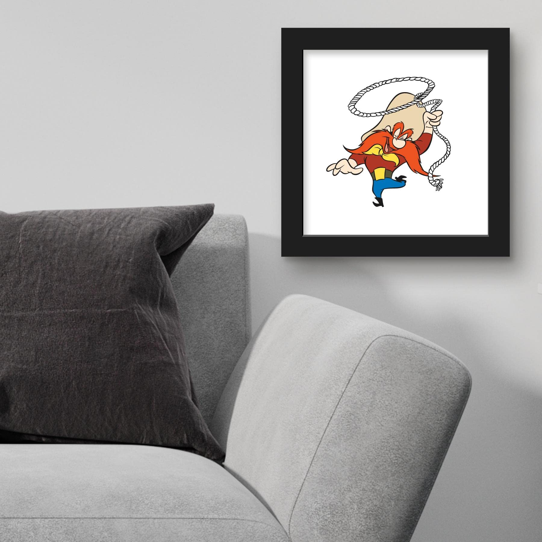 Trends International Gallery Pops Looney Tunes - Classic Yosemite Sam Wall Art, Black Framed Version, 12'' X 12''