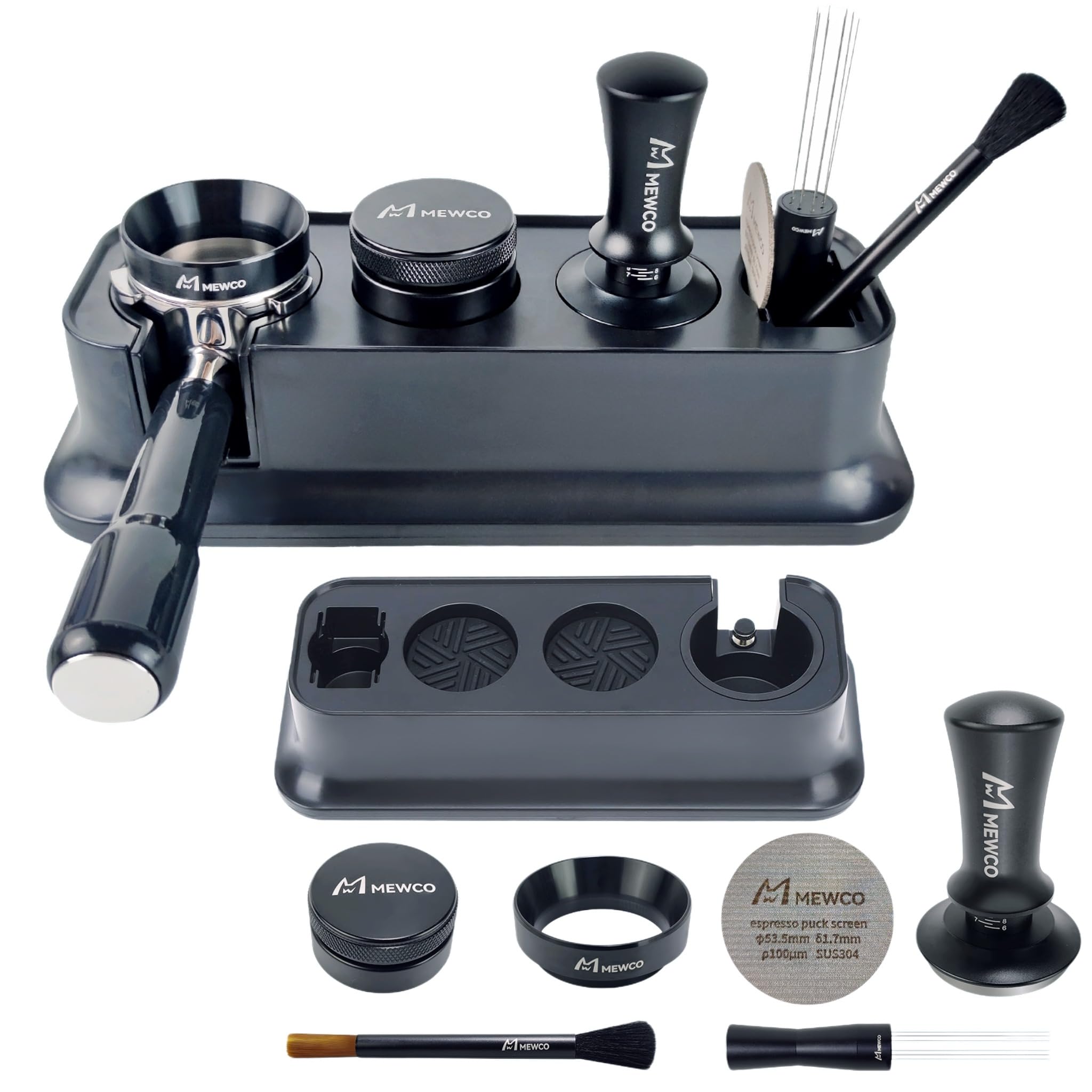 7 Pack Espresso Tamper Station&Coffee Distributor Tamper&Espresso Wdt Stirrer&Coffee Tamping&Brush&Coffee Dosing Funnel&Espresso