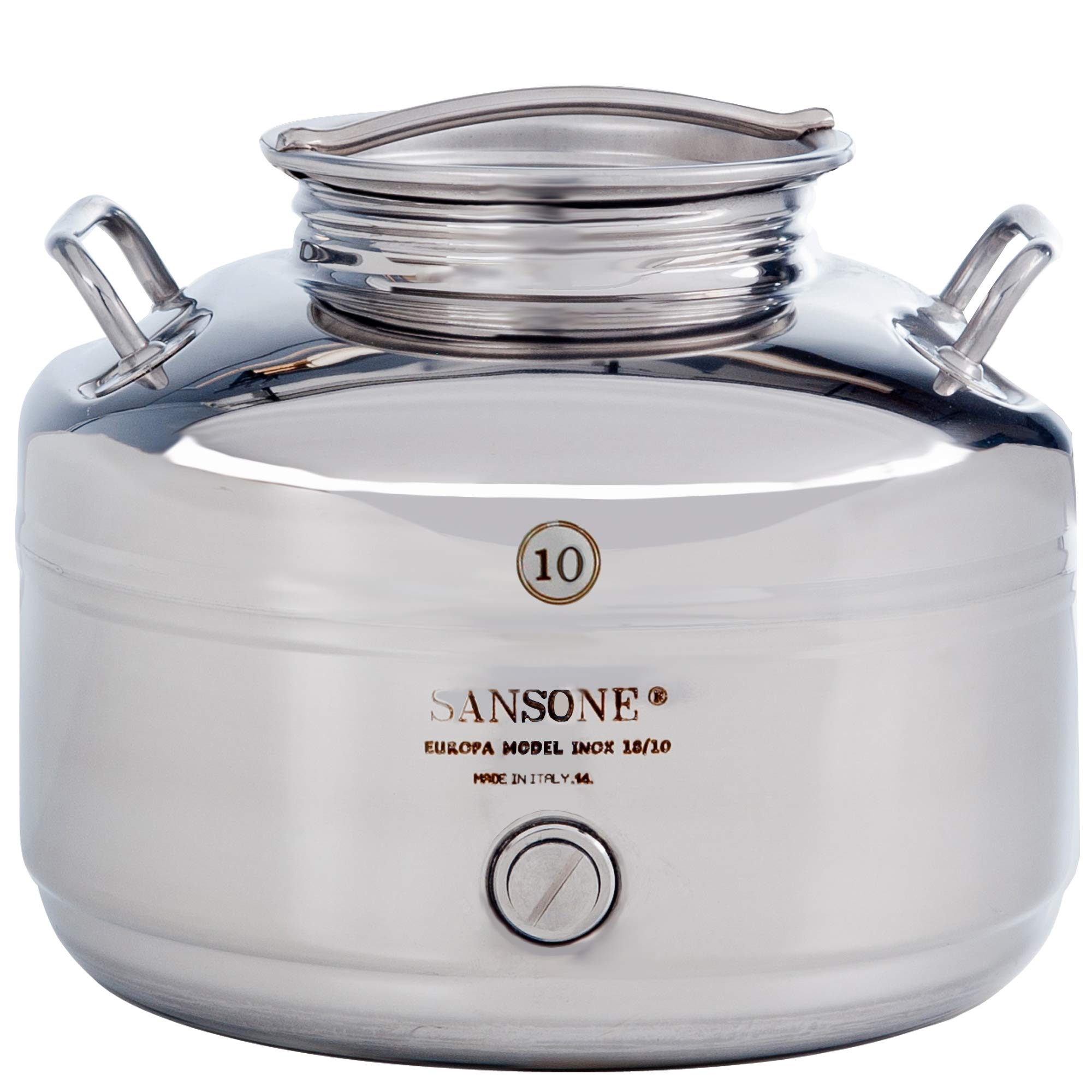 Sansone Stainless Steel Water Dispenser With Spigot, 2.64 Gallon, 10 Liter, Silver