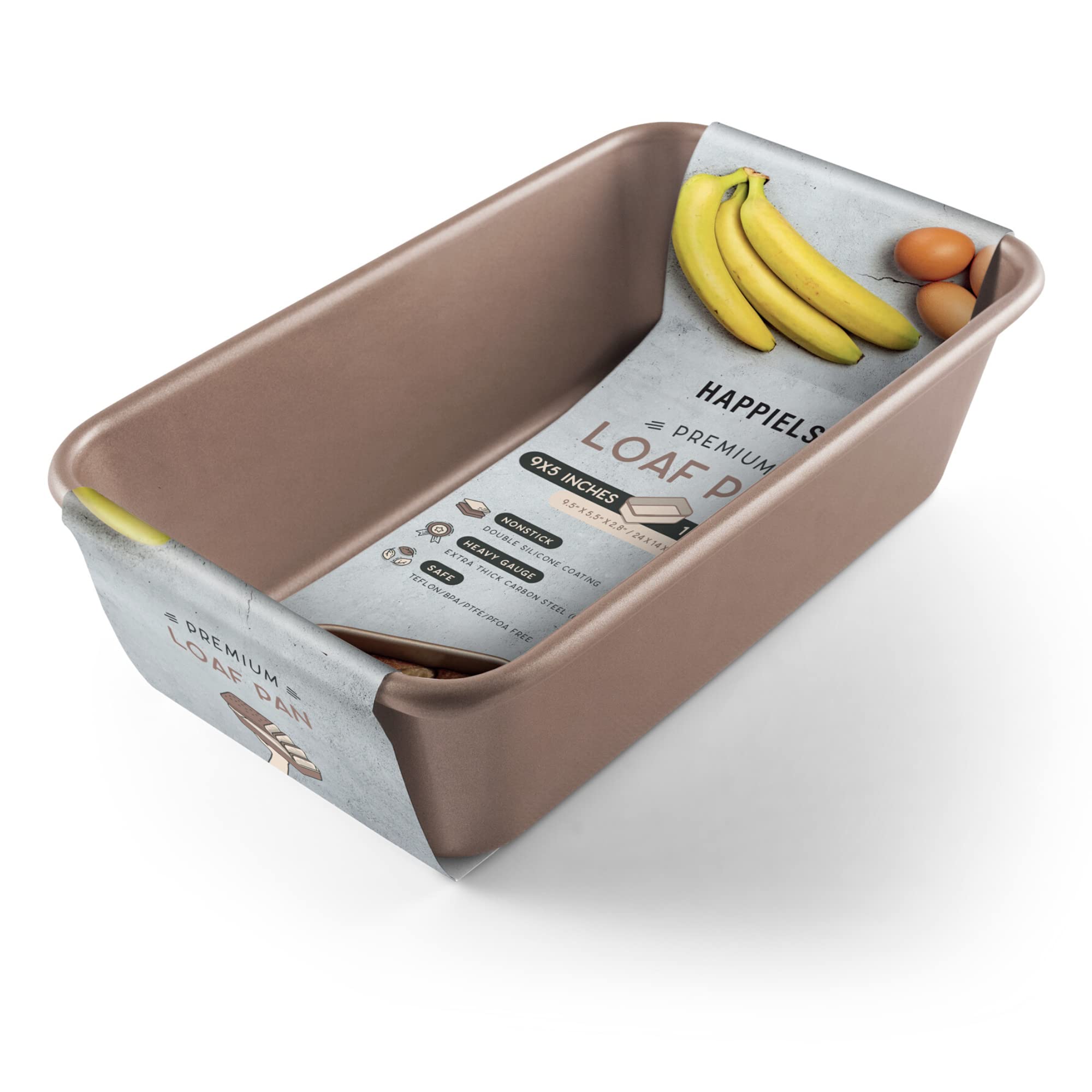 Happiels Non-Toxic Nonstick Loaf Pan 9X5Inch 1Lb Premium Quality Bread Pan - Easy To Clean, Premium Quality, Durable Bread Tin B