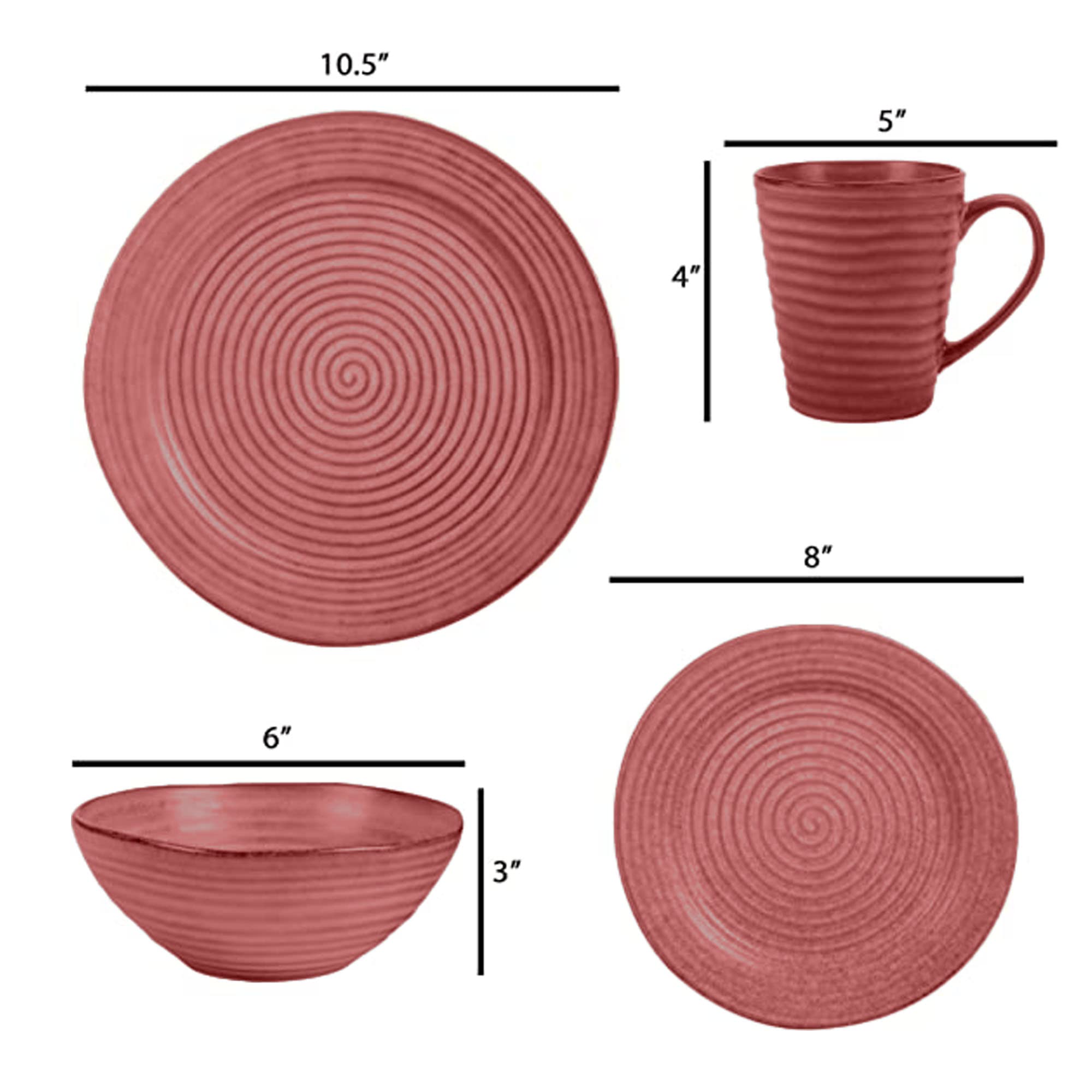Elanze Designs Charming Chic Ribbed Modern Thrown Pottery Look Ceramic Stoneware Plate Platter Mug & Bowl Kitchen Dish Dinnerwar