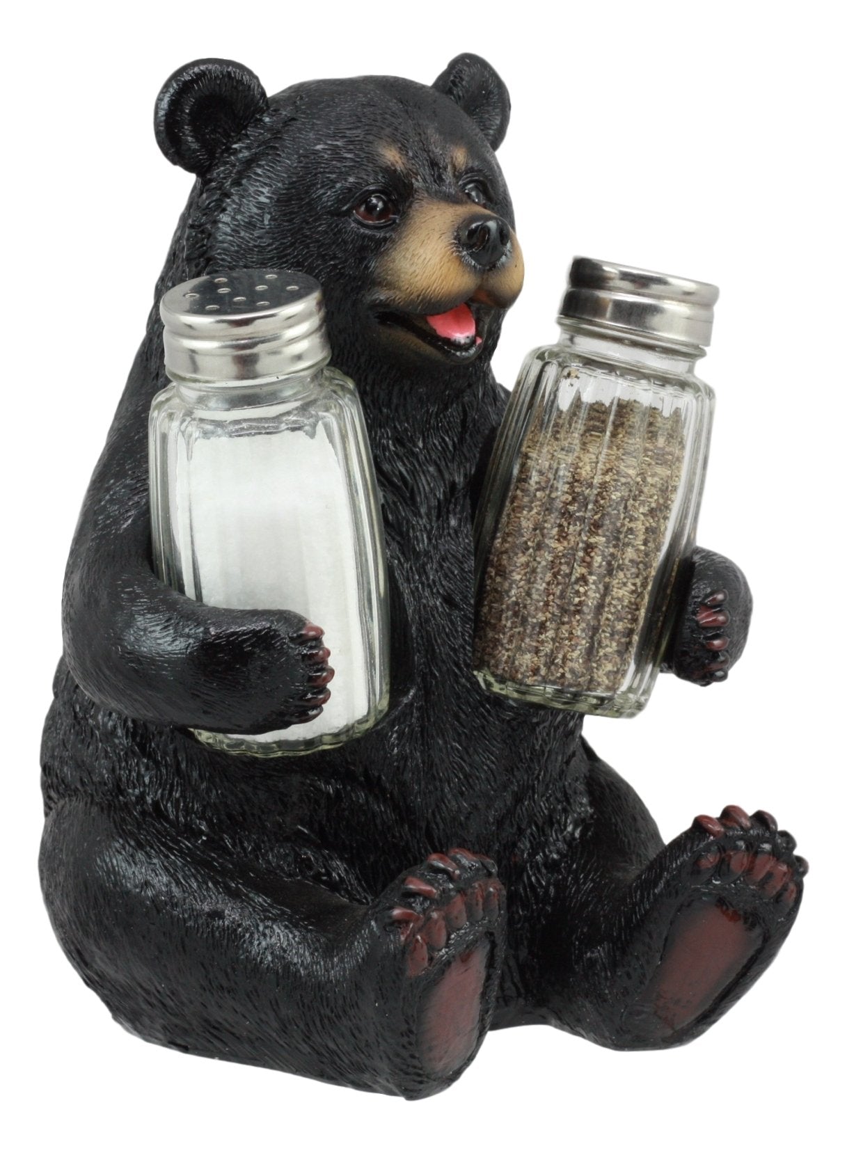 Ebros Gift Cuddling Black Teddy Bear Salt and Pepper Shakers 7" Tall Resin Figurine for Rustic Cabin Lodge Decor