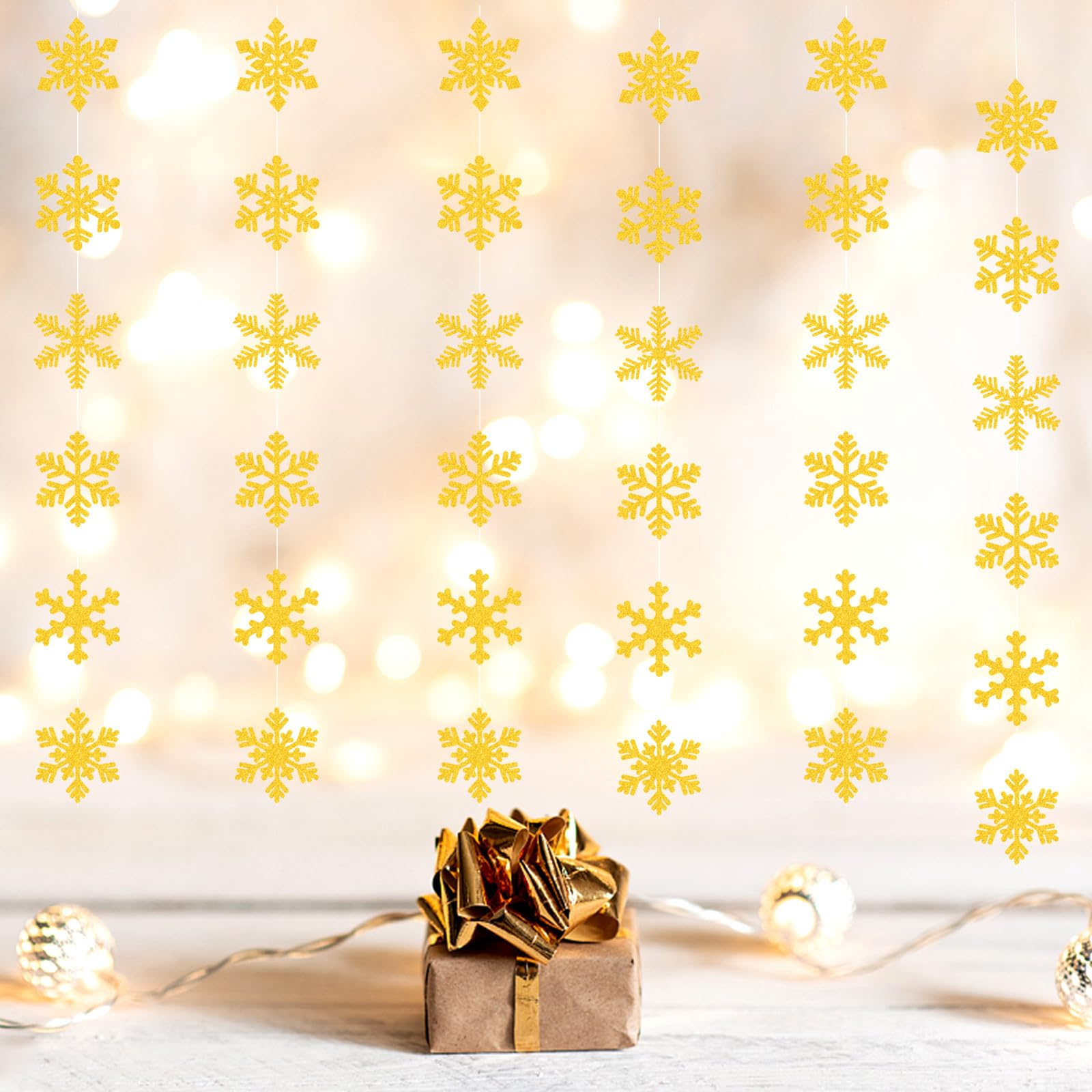 Gold Snowflake-Snow Christmas Party-Decorations Garland - 6pcs Winter Girl Boy Birthday New Year Hanging Decoration Streamers Ba