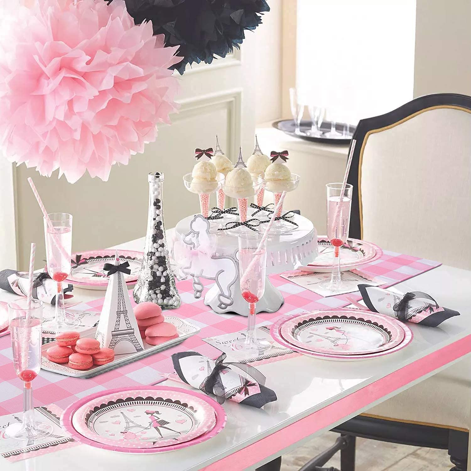 Ivarunner Pink&White Gingham Valentine'S Day Table Runner, Plaid Table Runner 72 Inches Long, Buffalo Check Dresser Runner Table