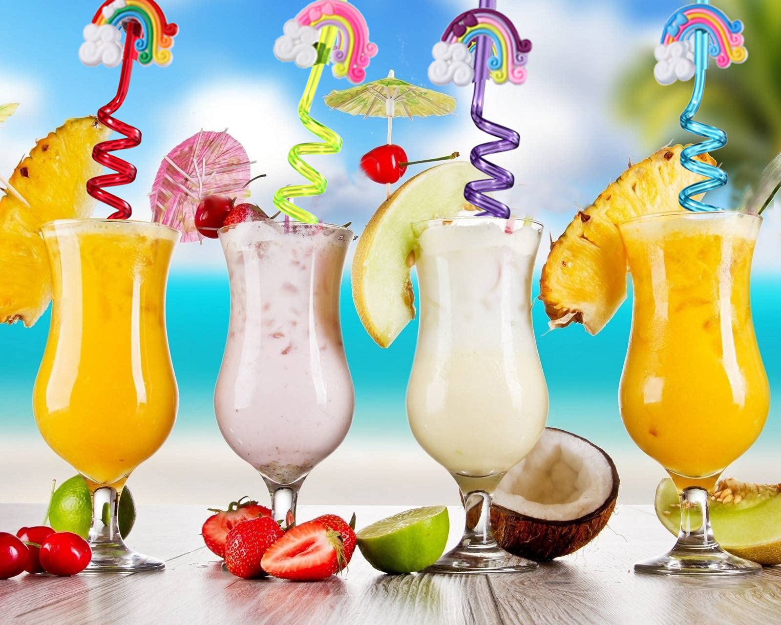 Reusable Rainbow Drinking Plastic Straws25 and 2 Cleaning Brush  unicorn Party Supplies  Birthday Party Favors Decorations- set of 27