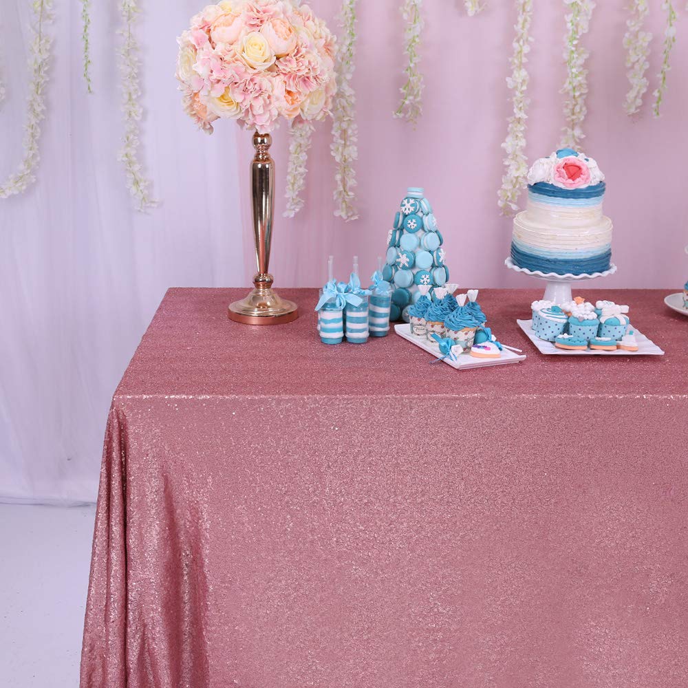 Trlyc Blush Sequin Tablecloth - 60x120inch Glitter Tablecloth Rectangle Party Wedding Christmas Table Cloth