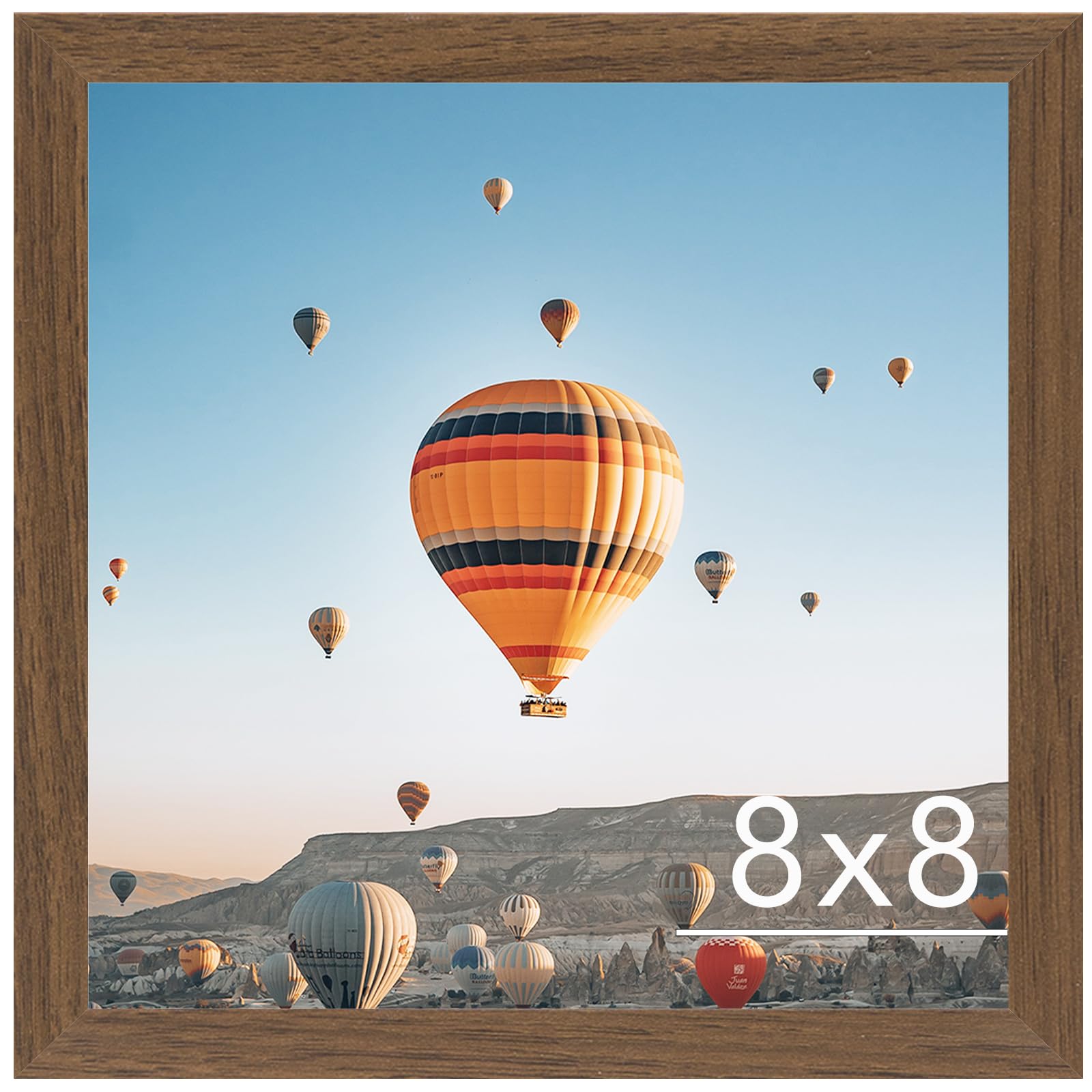 JCJMY 8x8 Picture Frame Brown for Wall Hanging or Tabletop, Wall Mounting Horizontally or Vertically, 8 x 8 Square Wall Gallery 