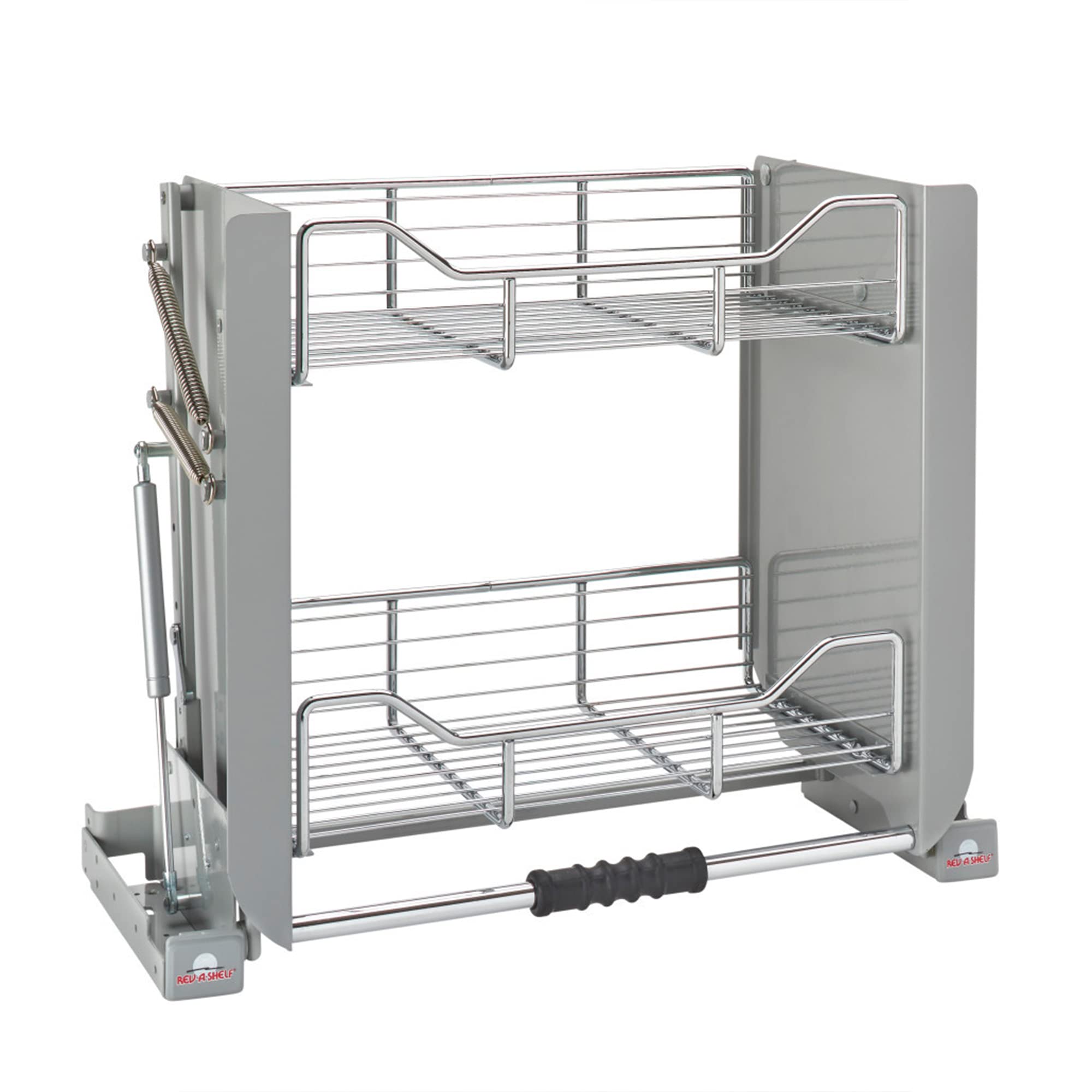 Rev-A-Shelf 24 Pull Down Heavy Duty Shelf Organizer for Tall Kitchen/Bathroom Cabinets, Dual Tier Wall Mounted Pantry Storage, C