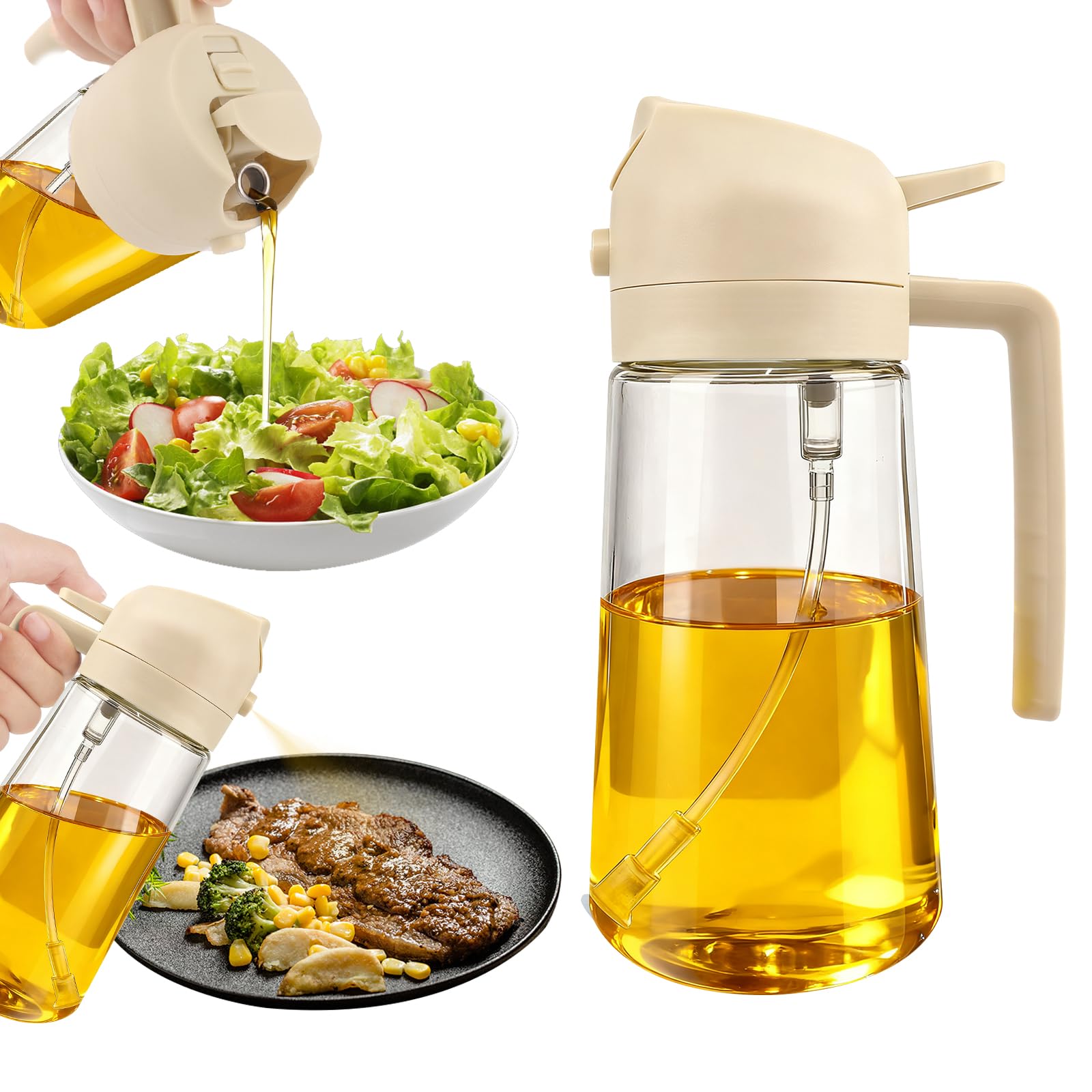 Glass Olive Oil Sprayer for Cooking, Oil Dispenser Bottle for Kitchen Gadgets, 2 in 1 Spray and Pour bottle, Home and Kitchen Es