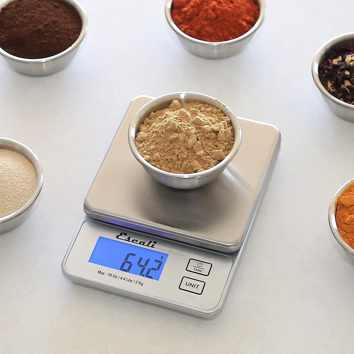 Escali Vera Pr2000S Compact High Precision Kitchen/Baking/Herb Scale, Measures Liquid And Dry Ingredients, Lcd Digital Display,