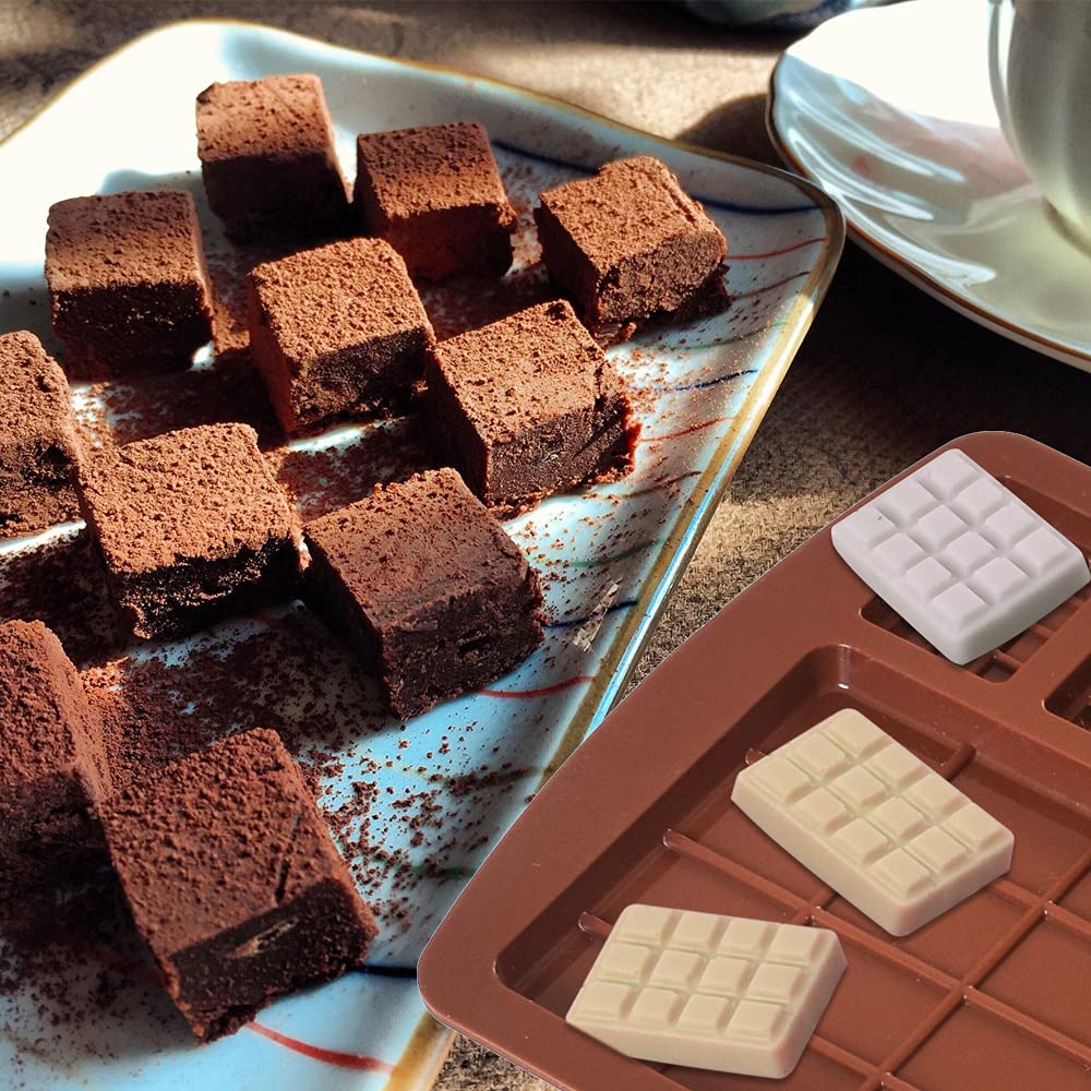 Homedge Break-Apart Chocolate Mold, Set Of 4 Packs Silicone Protein And Energy Bar Molds For Caramels Ganache Pralines
