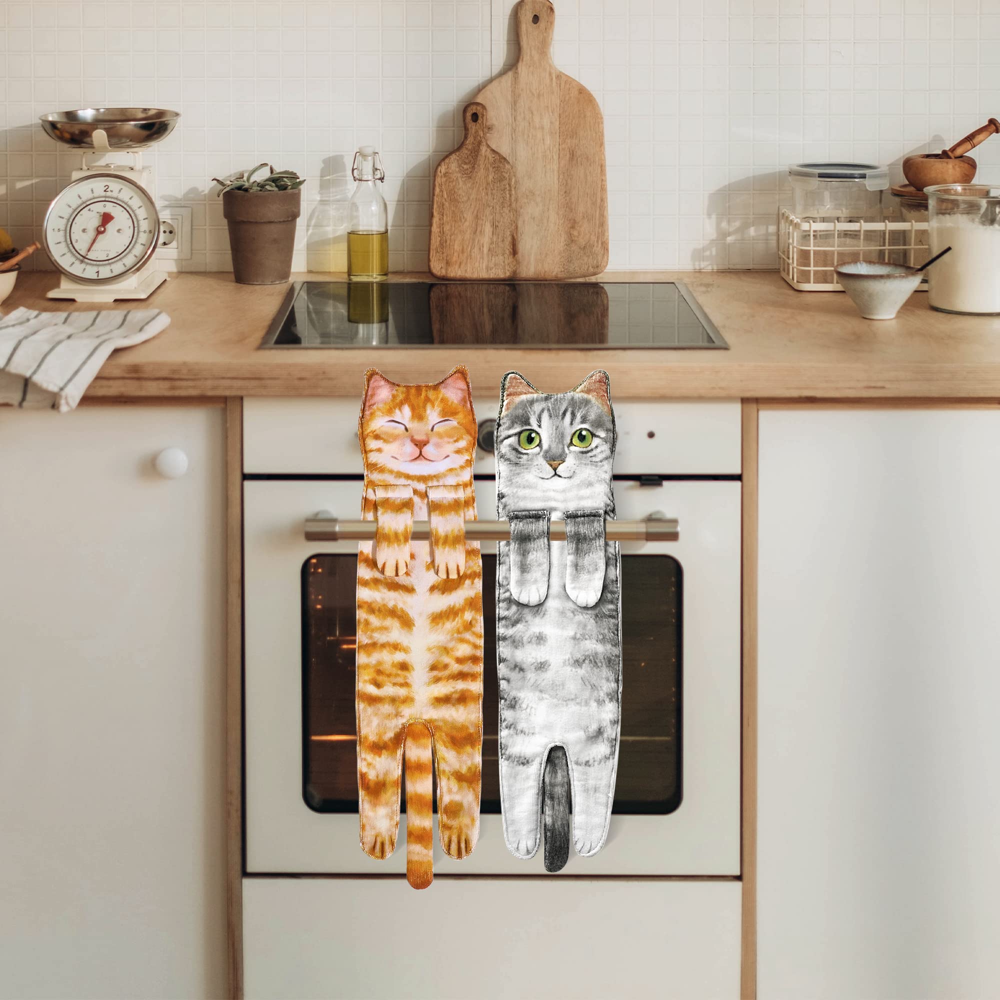 Daisyjoy Cat Funny Hand Towels For Bathroom Kitchen - Cute Decorative Cat Decor Hanging Face Towels-Unique Mothers Day Valentine
