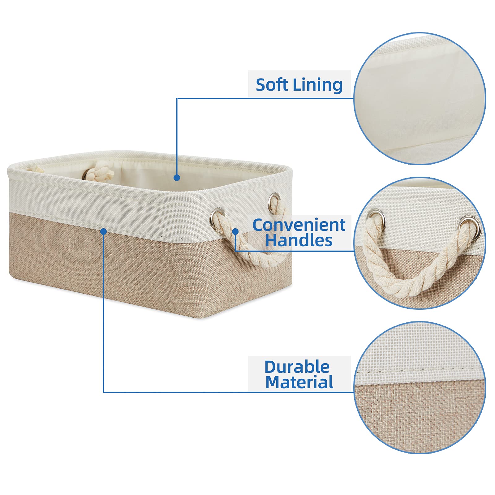 Temary Small Fabric Storage Baskets 6 Pcs Decorative Baskets Bins For Gifts Empty Foldable Storage Baskets With Handles For Orga