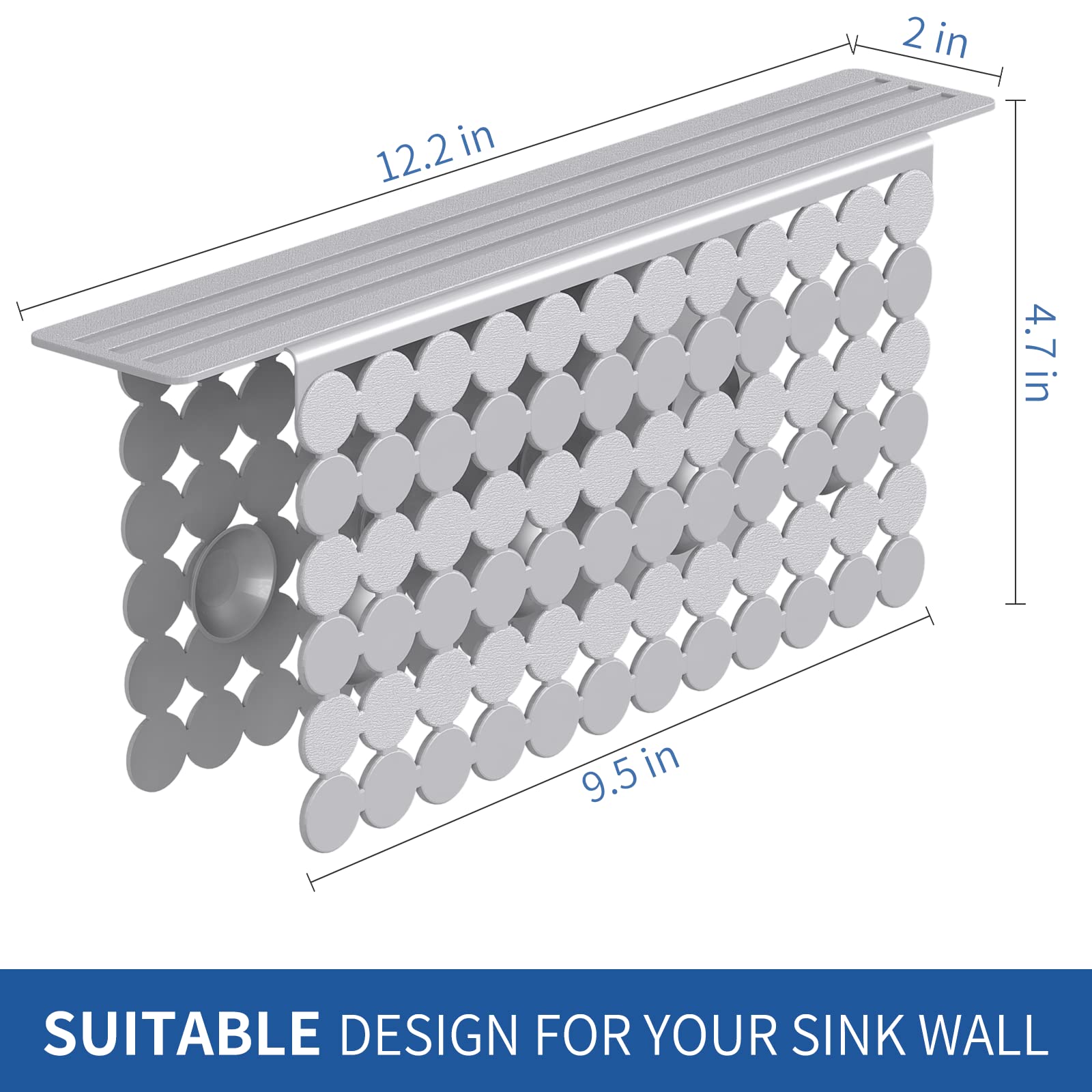 Yolife Kitchen Sink Saddle, Pvc Sink Divider Mat With Strong Suction Cups, Durable, Easy To Clean, Odor-Free - 9.5'' X 12'' (Gre