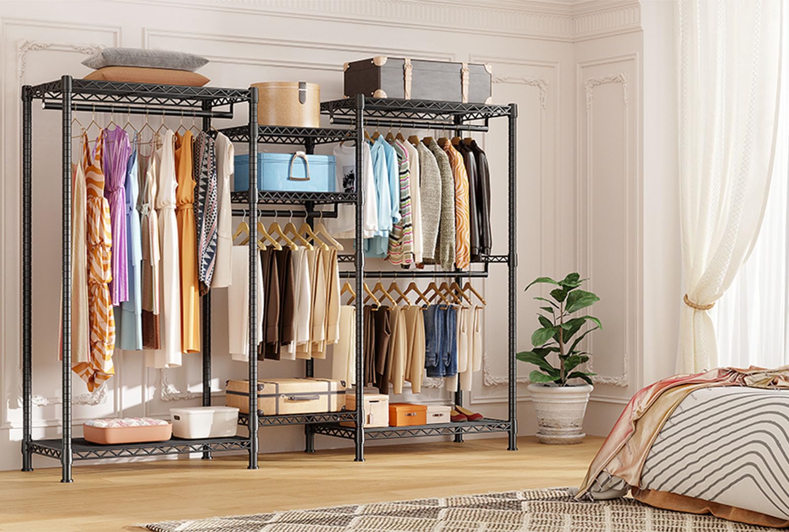 Raybee Clothes Rack Heavy Duty Clothing Racks For Hanging Clothes Adjustable Clothing Rack Portable Clothes Racks For Hanging Cl