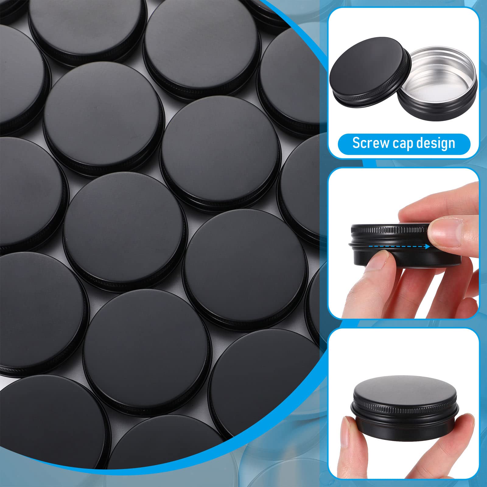 Patelai 100 Pcs Metal Tins 0.5 Oz Screw Top Round Tin Cans Aluminum Tin Jar Lip Balm Tin Containers Bottle Empty Travel Cosmetic