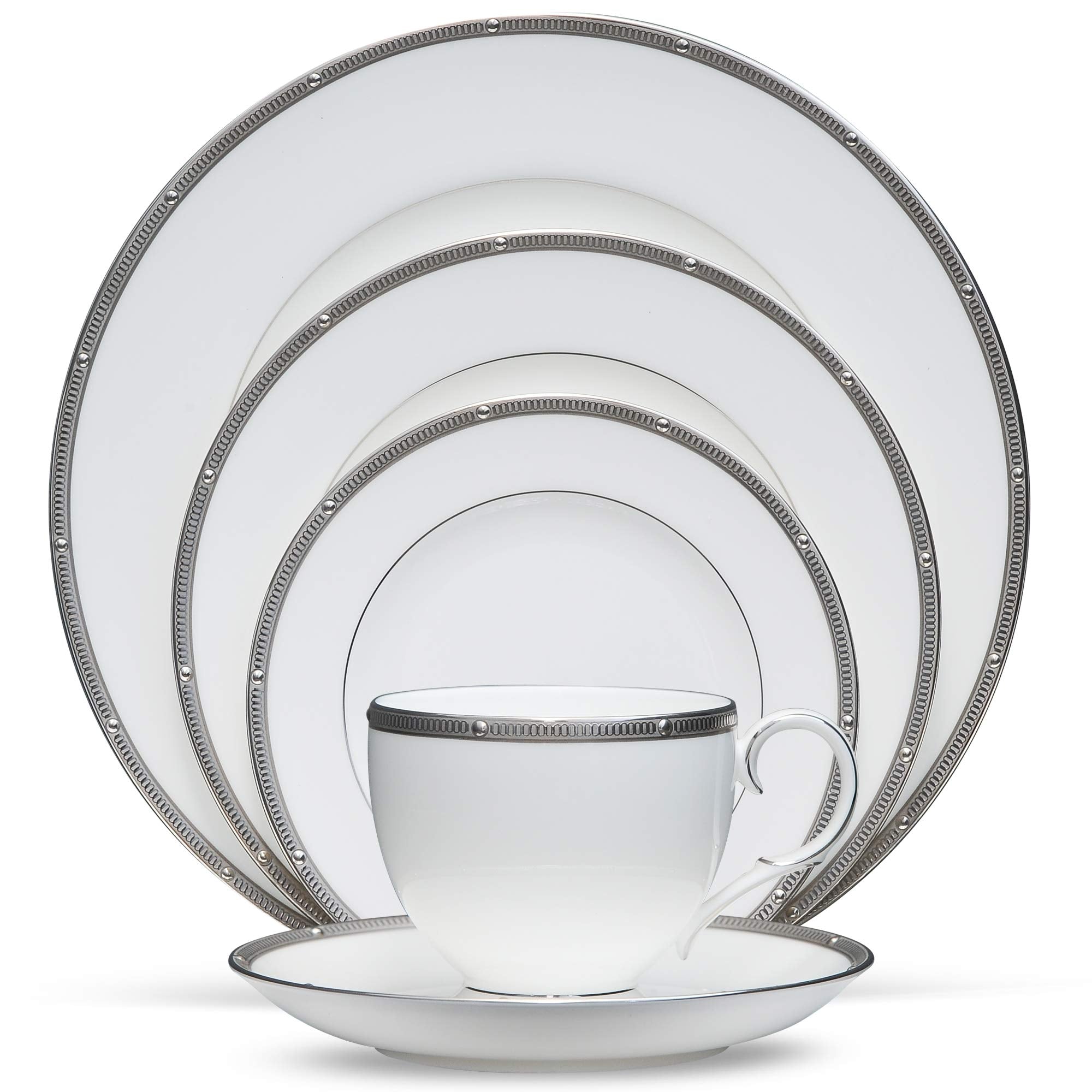 Noritake Rochelle Platinum - 5 Piece Place Setting, White